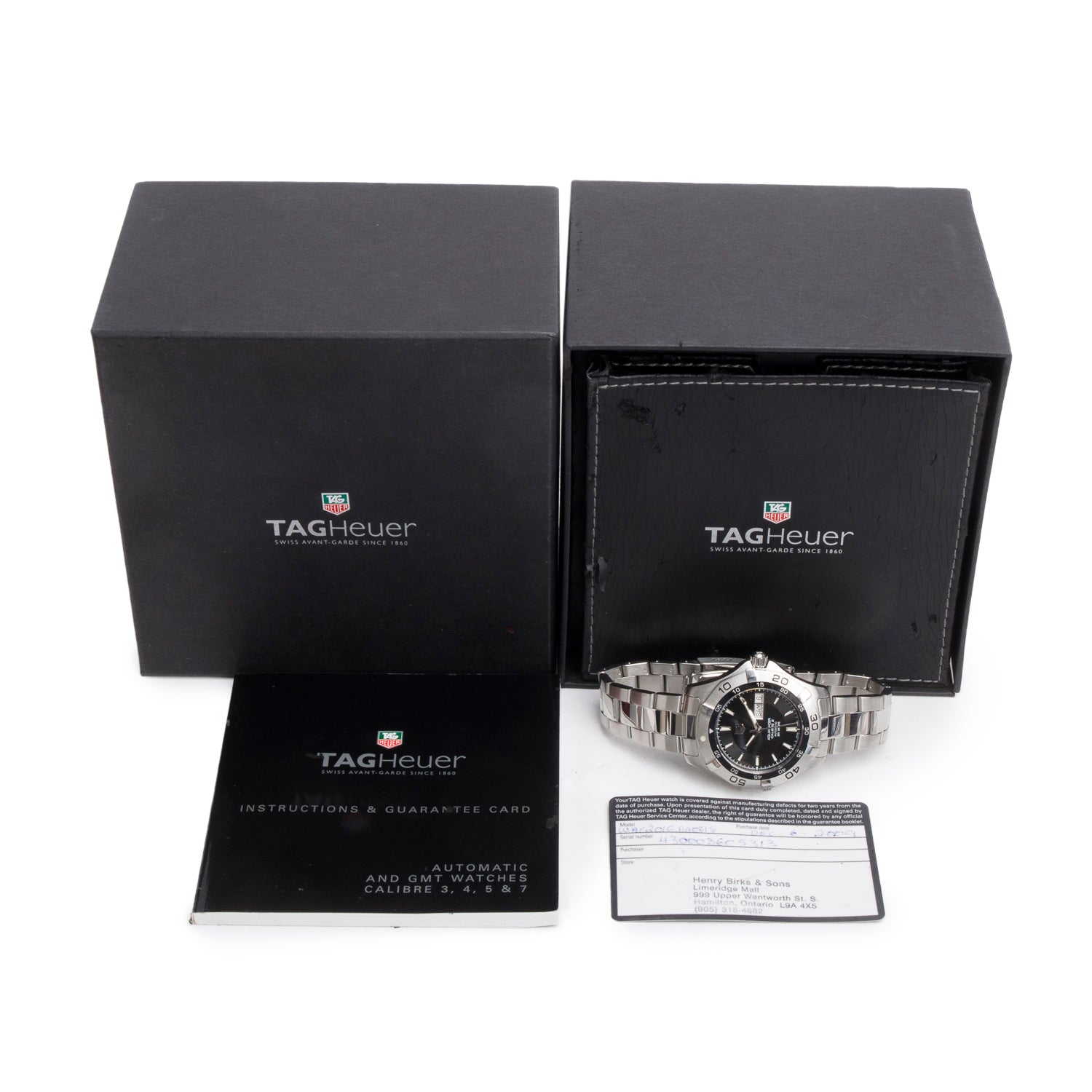 Tag Heuer Stainless Steel Aquaracer 2000 Day Date 41 MM Automatic Watch Black Dial WAF2010