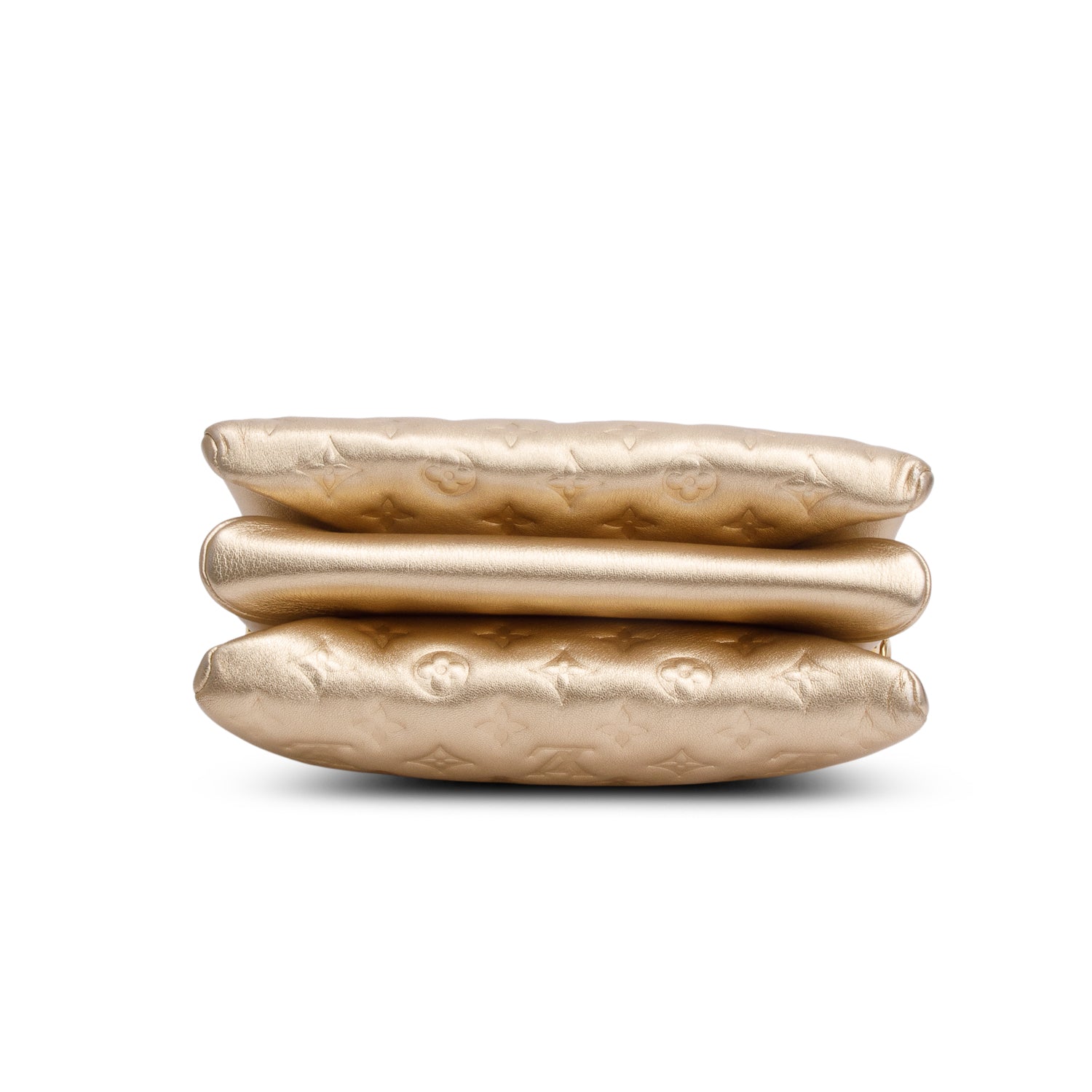 Louis Vuitton 2021 Gold Monogram Embossed Lambskin Leather Coussin PM w/ Straps