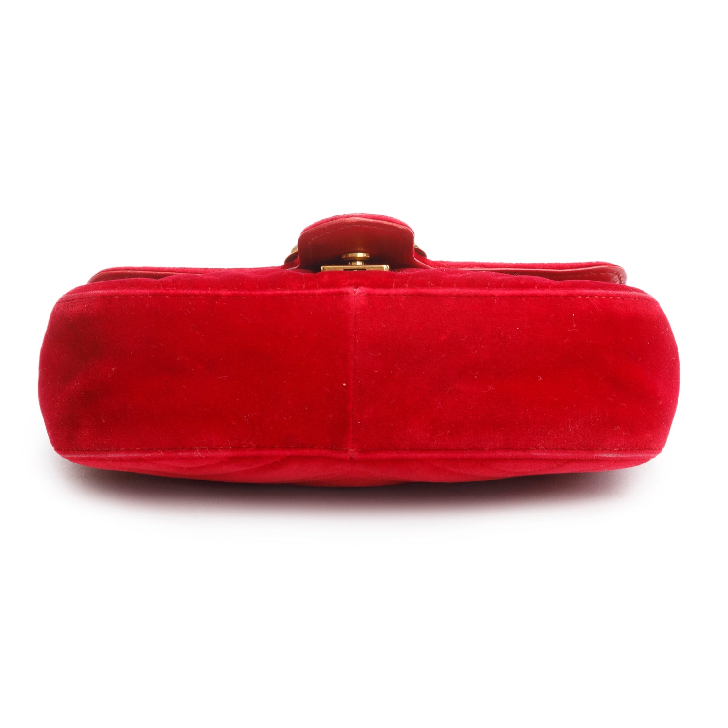 Gucci Red Velvet Matelasse Small GG Marmont Shoulder Bag