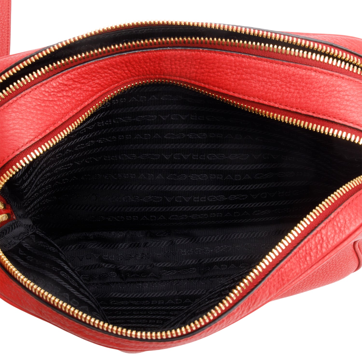 Prada Red Vitello Phenix Leather Camera Bag w/ Authenticity Card