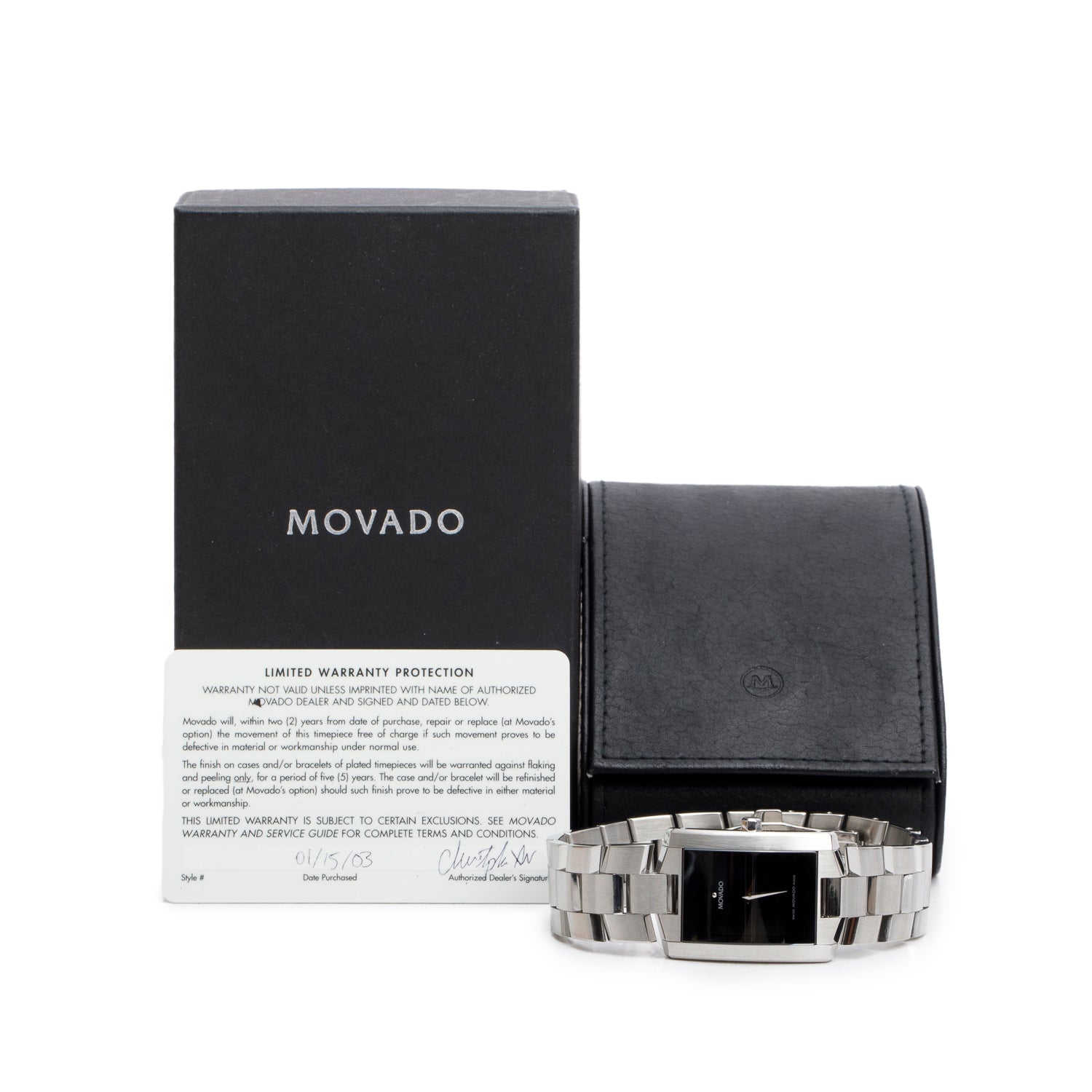 Movado Stainless Steel Eliro Quartz Watch  w/ Box & Papers