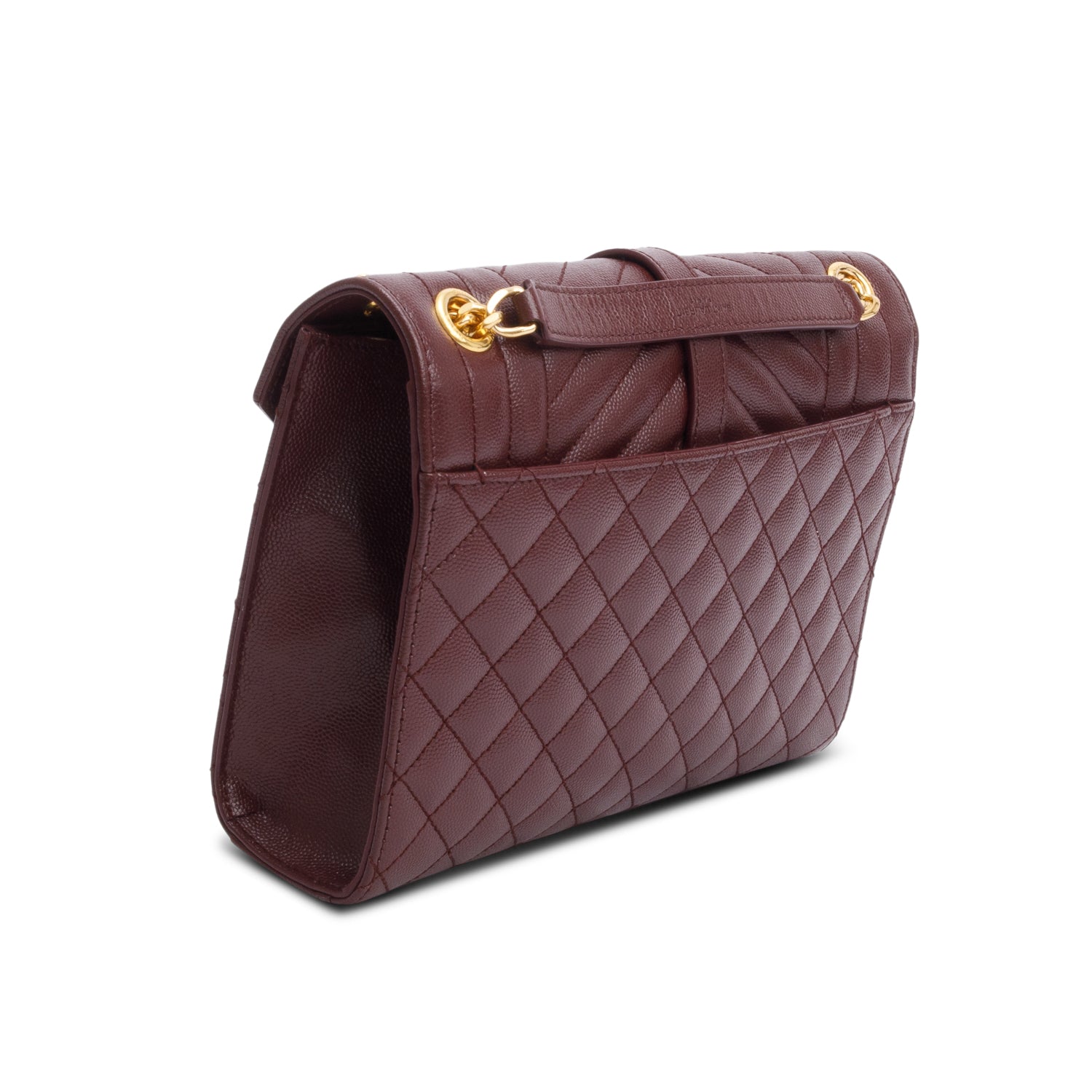 Saint Laurent 2024 Burgundy Grain de Poudre Medium Envelope Shoulder Bag