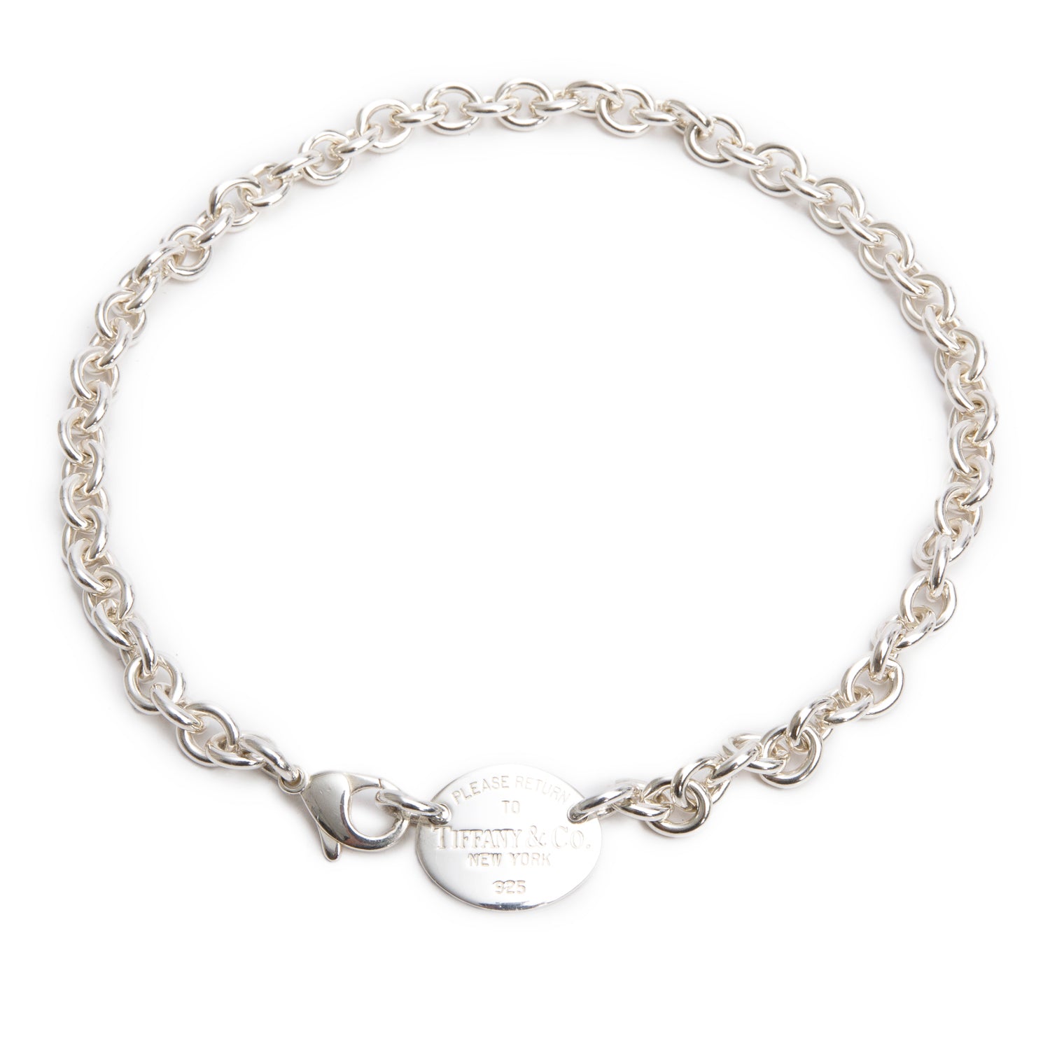 Tiffany Sterling Silver Return to Tiffany Oval Tag Choker