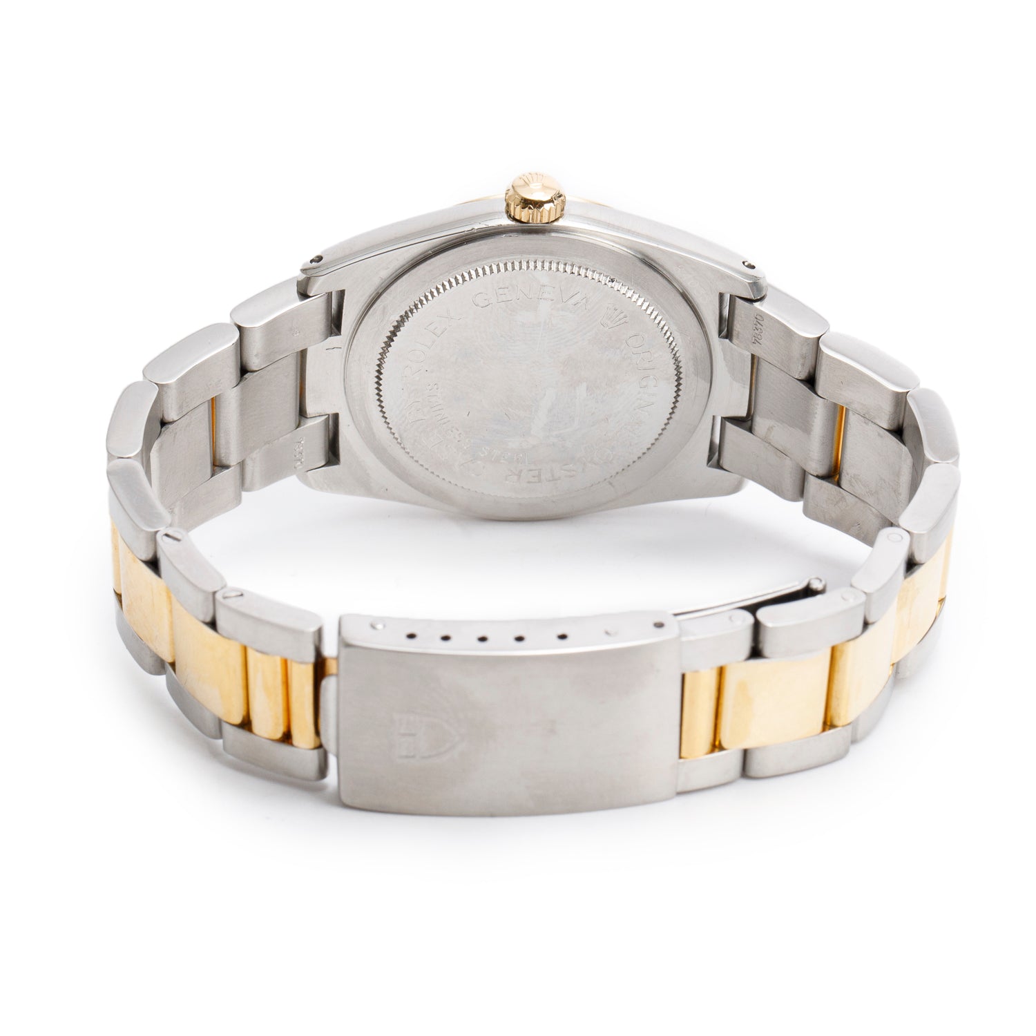 Tudor Vintage Stainless Steel & 14k Yellow Gold Prince OysterDate 34 MM Quartz Watch Black Dial