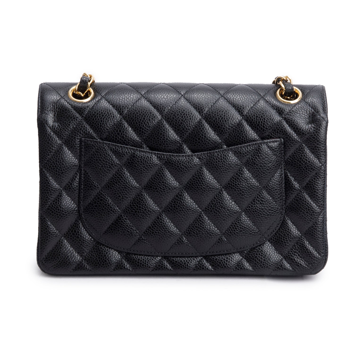 Chanel Black Quilted Caviar Leather Classic Small Double Flap Bag w/ Box & Authenticity Card