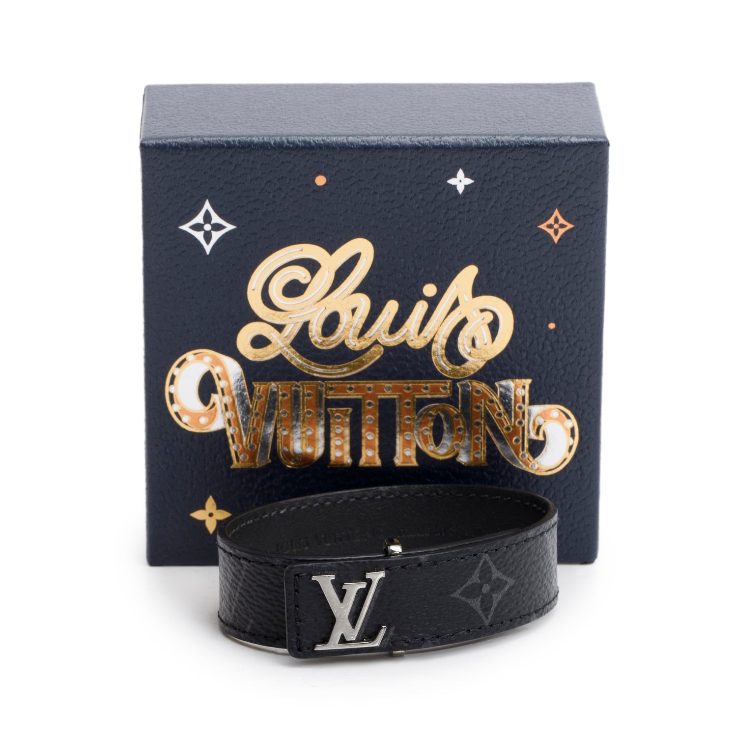 Louis Vuitton 2024 Monogram Eclipse LV Slim Bracelet w/ Box & Receipt
