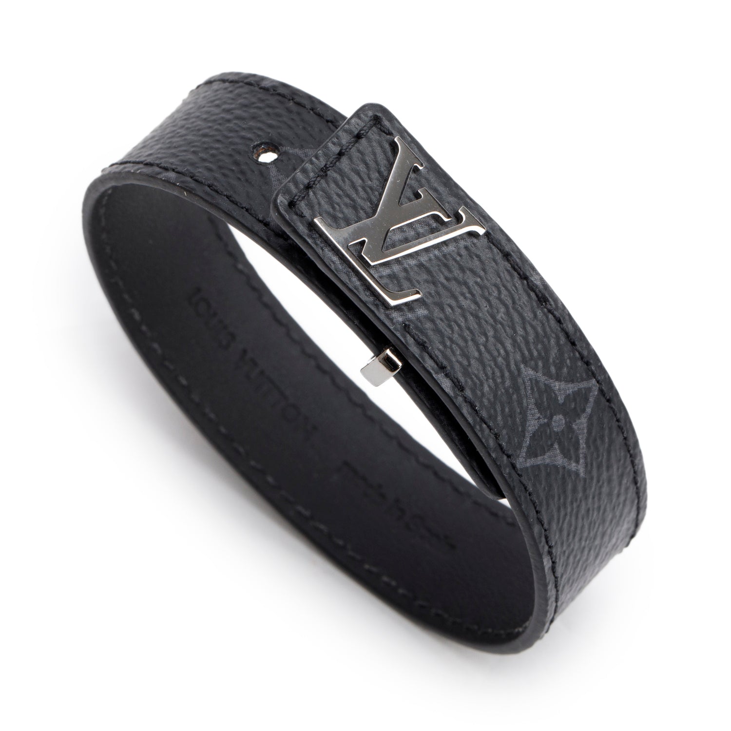 Louis Vuitton 2024 Monogram Eclipse LV Slim Bracelet w/ Box & Receipt