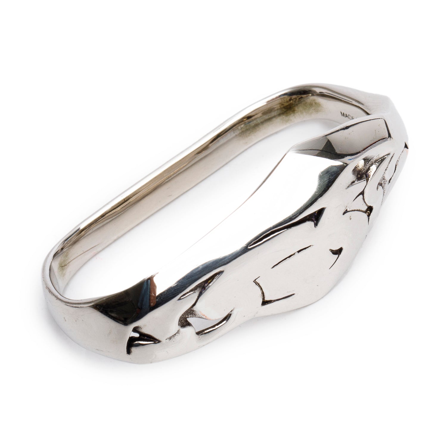 Alexander McQueen Silver Plated Molten Chain Double Ring, Size L