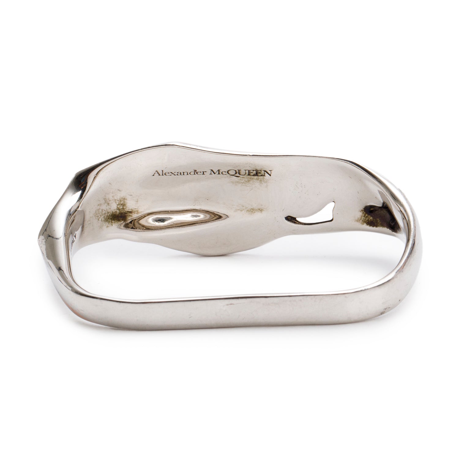 Alexander McQueen Silver Plated Molten Chain Double Ring, Size L