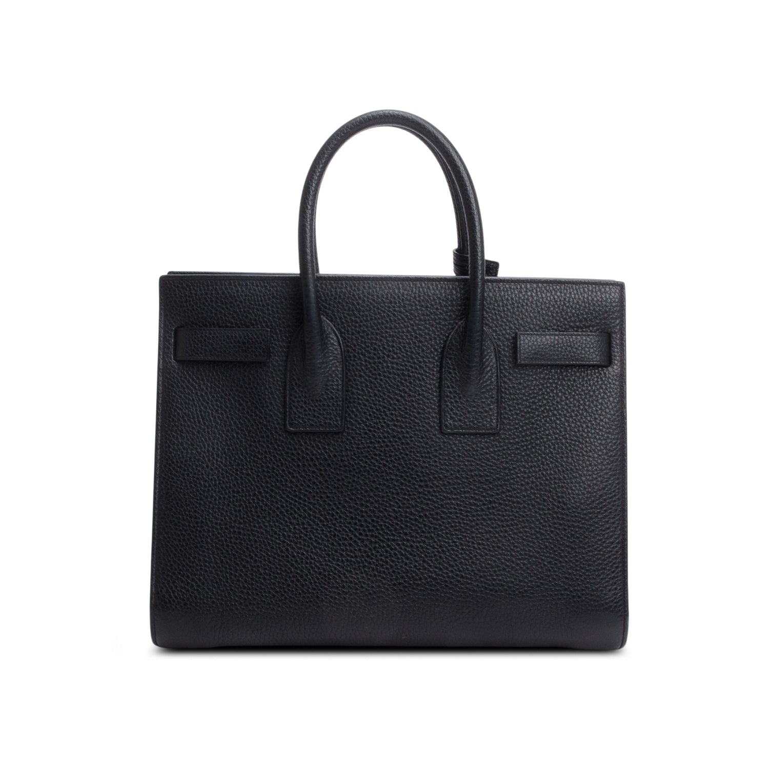 Saint Laurent Black Grained Leather Small Sac de Jour w/ Strap