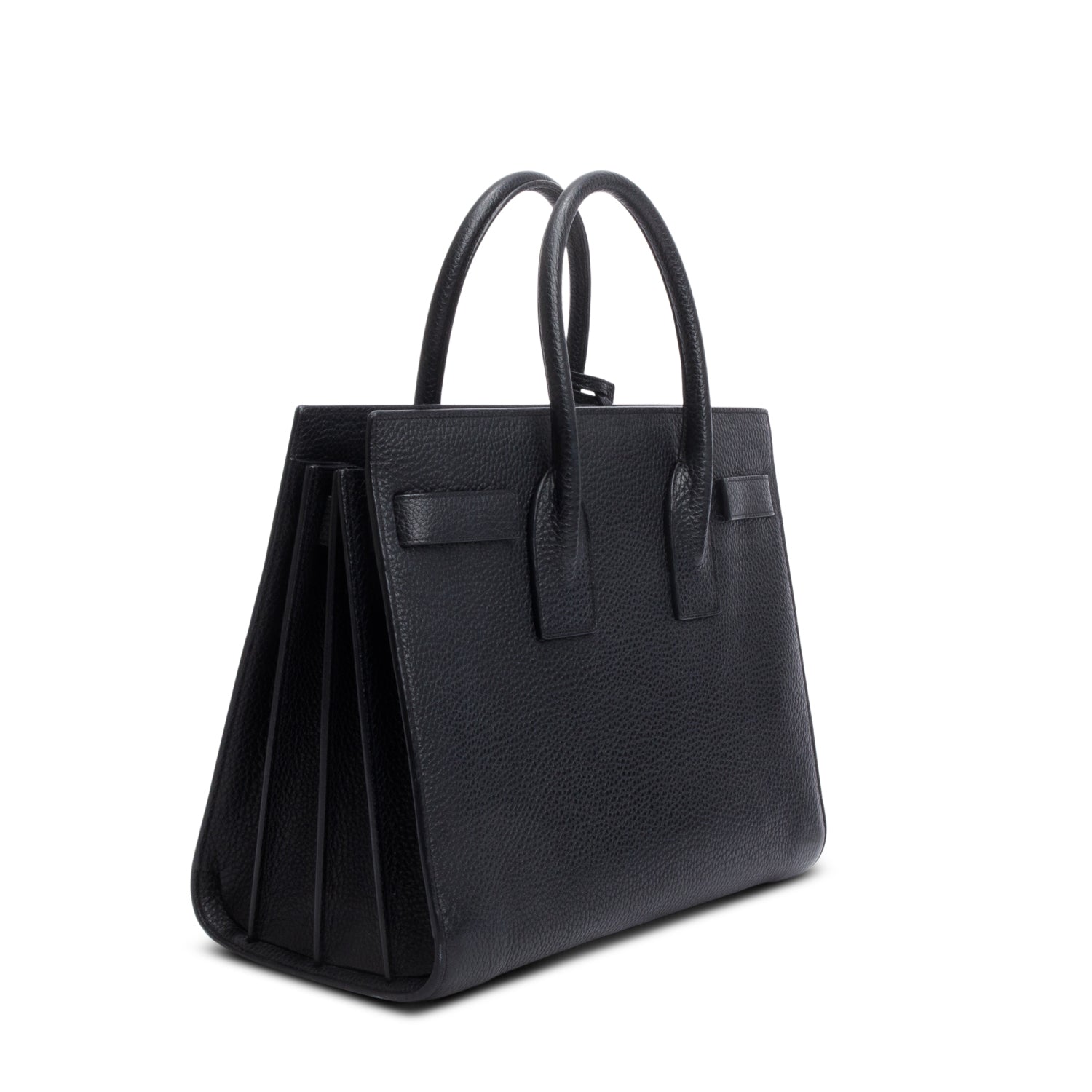Saint Laurent Black Grained Leather Small Sac de Jour w/ Strap