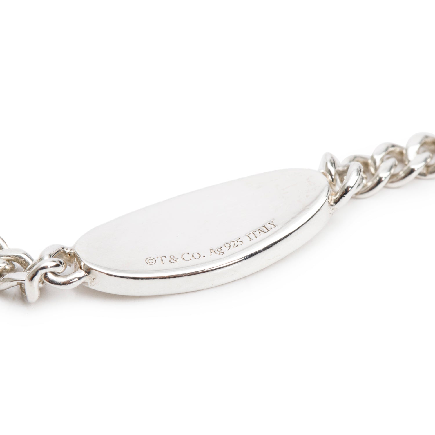 Tiffany & Co. Sterling Silver Diamond Oval Tag I.D. Bracelet
