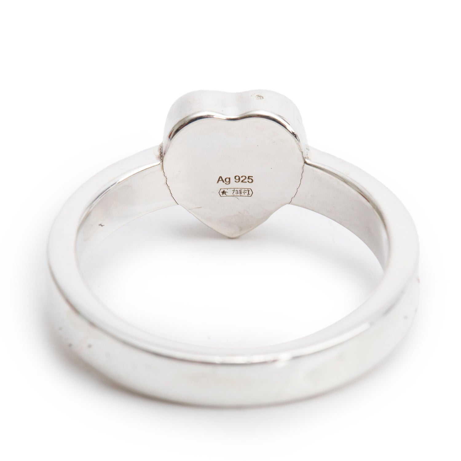 Gucci Sterling Silver Trademark Heart Ring, Size 17 7.75