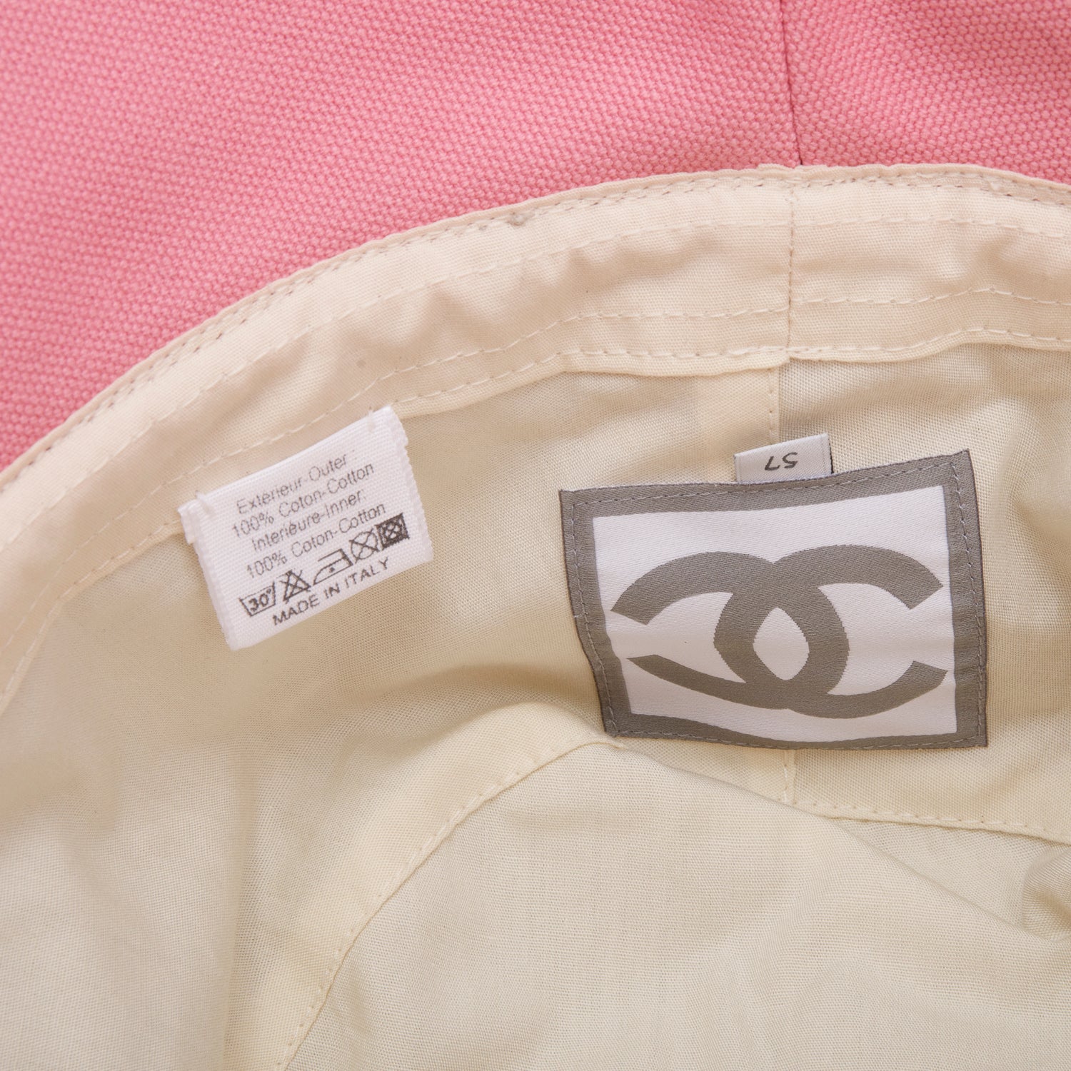 Chanel Neutral Cotton Sport Embroidered Logo Bucket Hat