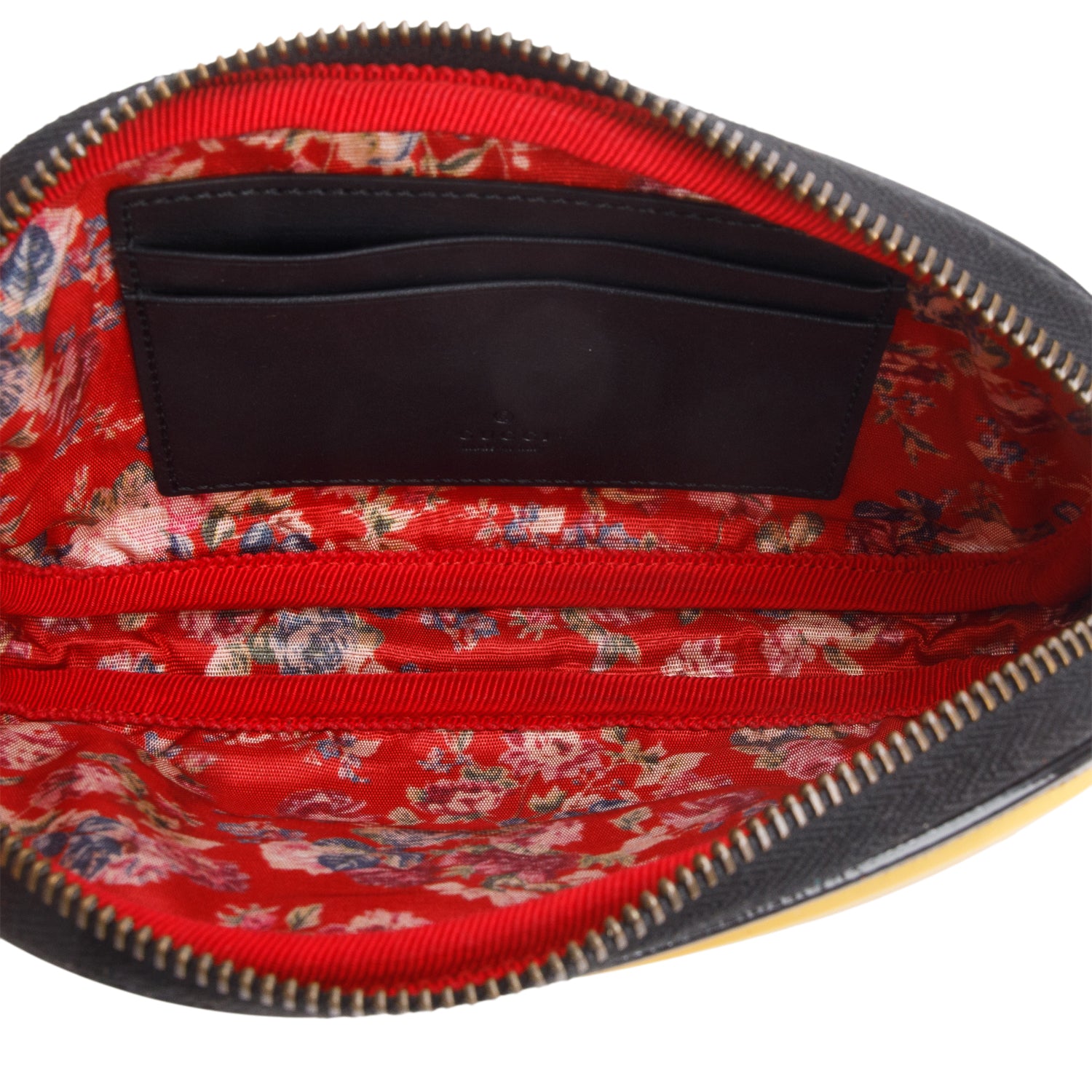 Gucci Black Patent Leather & Yellow Rubber Game Patch Logo Belt Bag, Size 85 34