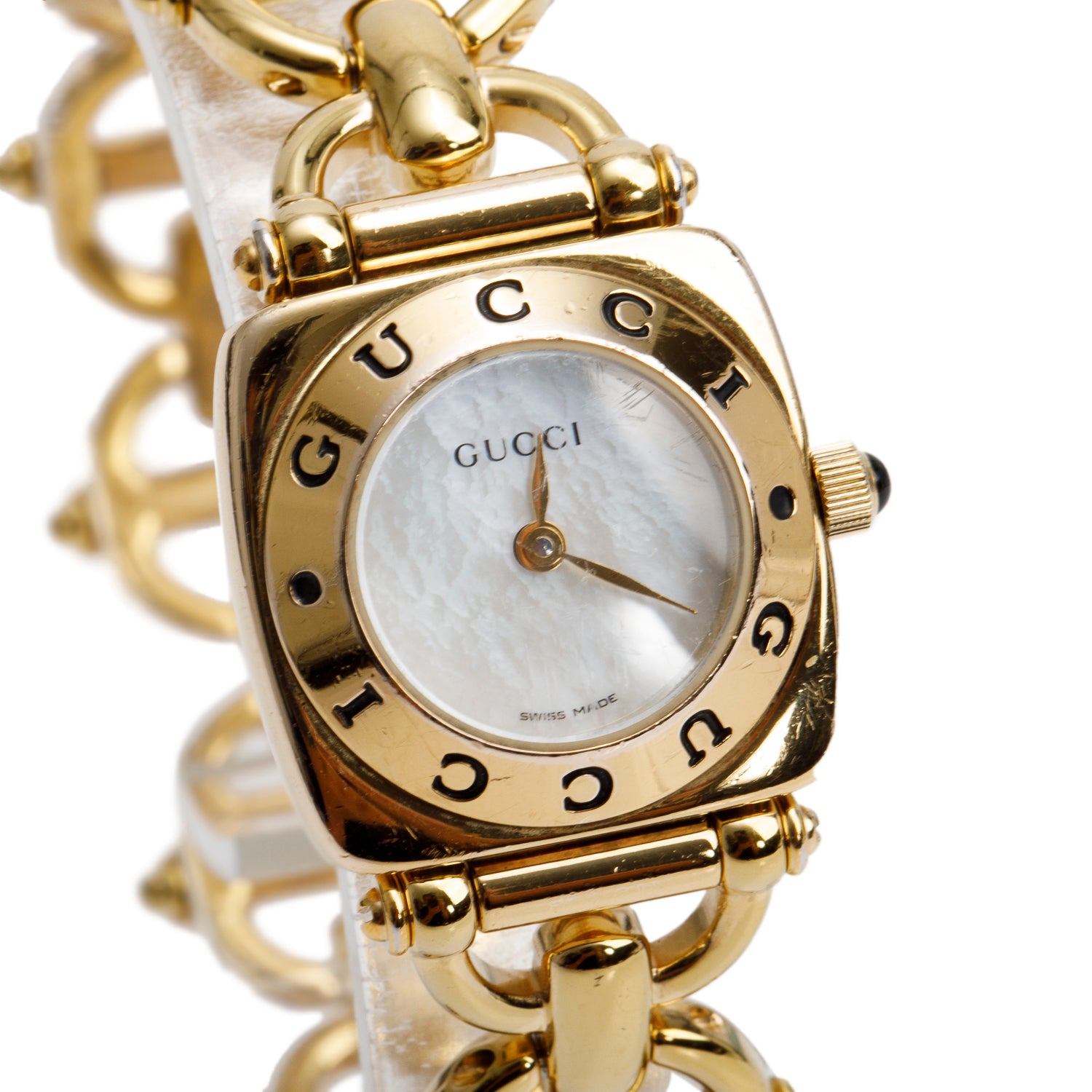 Gucci Gold-Plated Stainless Steel 6400 Series 22 MM Quartz Watch Mother of Pearl Dial