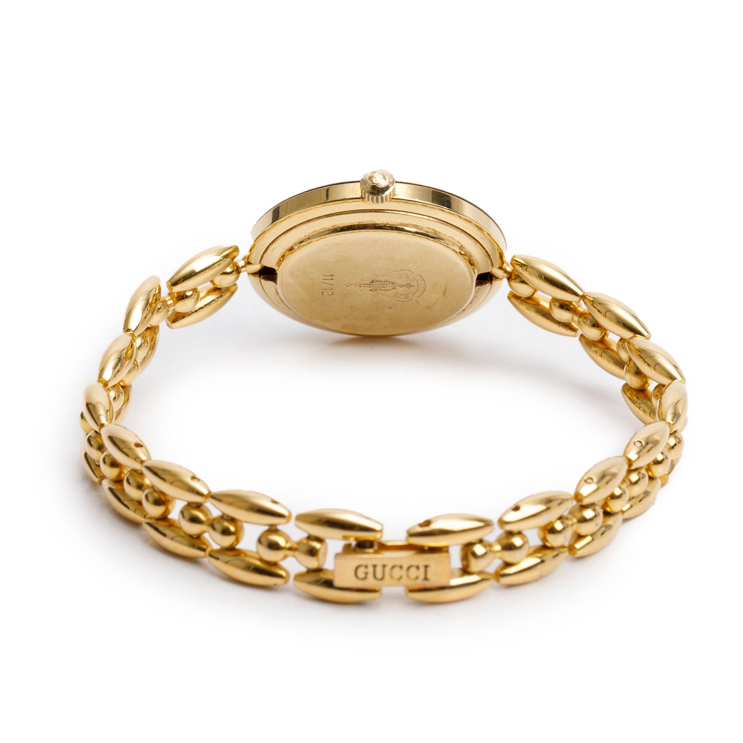 Gucci Gold Plated Stainless Steel 1100 Series 26MM Watch w/ Box & 5 Multicolour Interchangeable Bezels