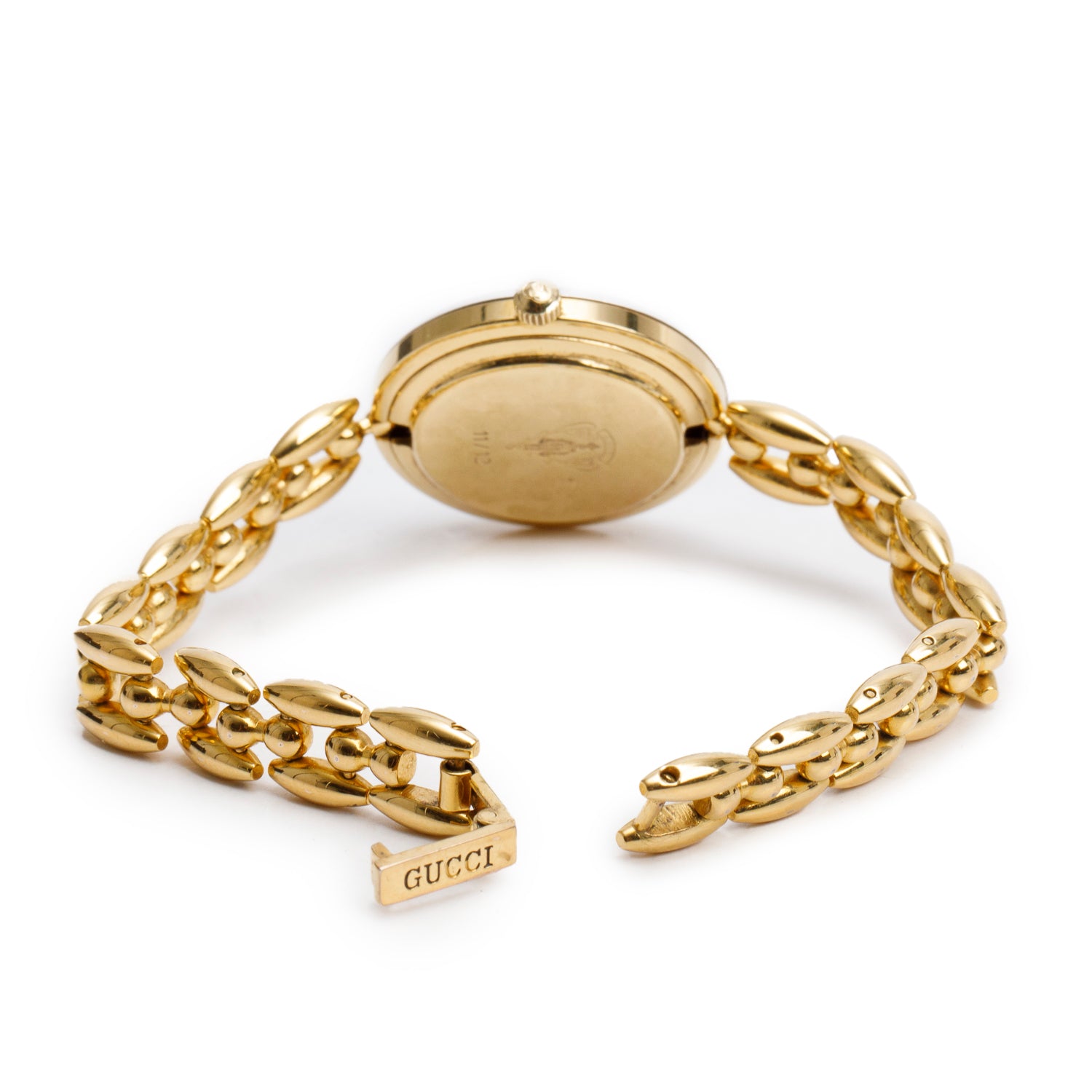 Gucci Gold Plated Stainless Steel 1100 Series 26MM Watch w/ Box & 5 Multicolour Interchangeable Bezels