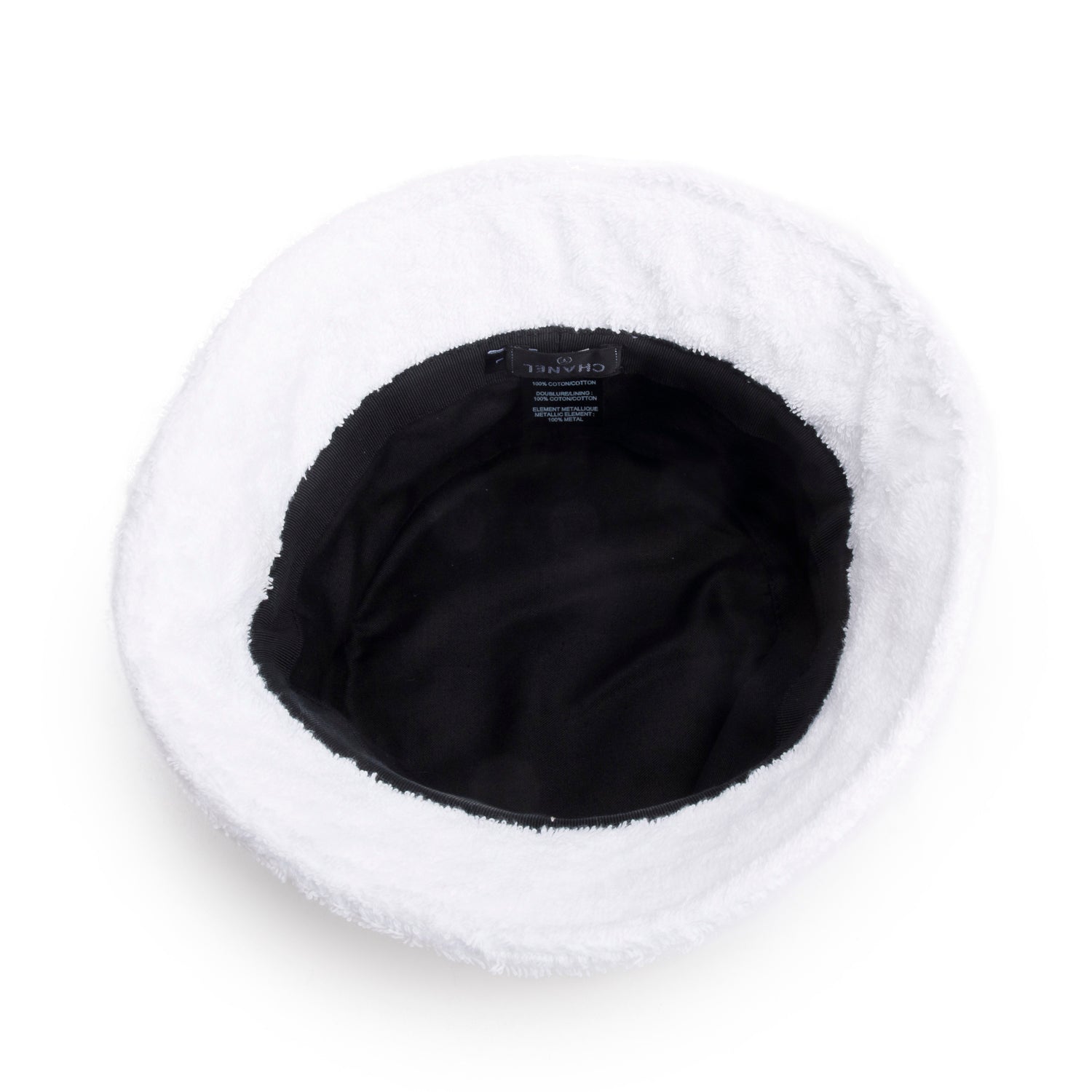 Chanel White Terry Cloth CC Bucket Hat
