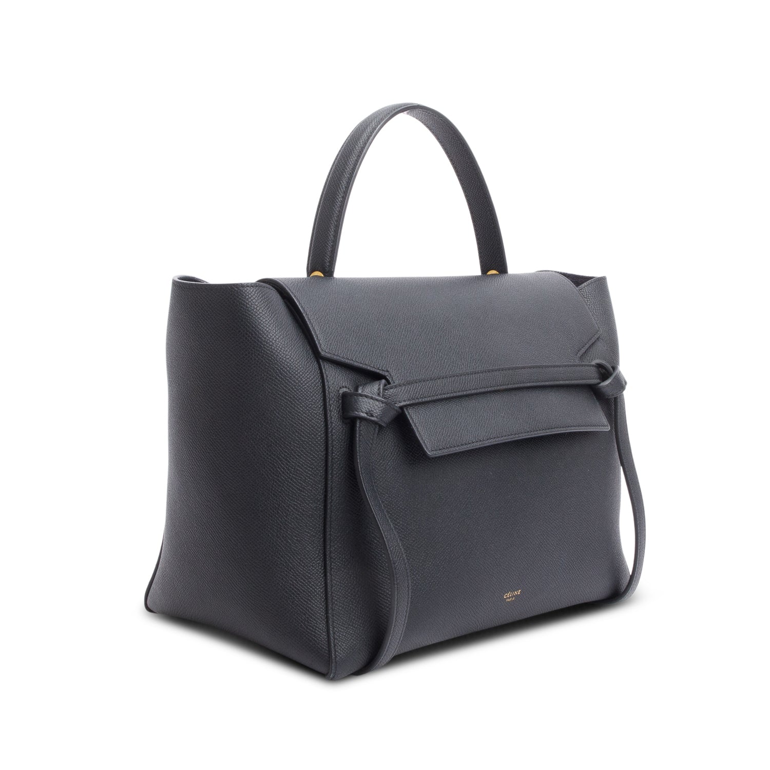 Celine Black Grained Leather Mini Belt Bag w/ Strap
