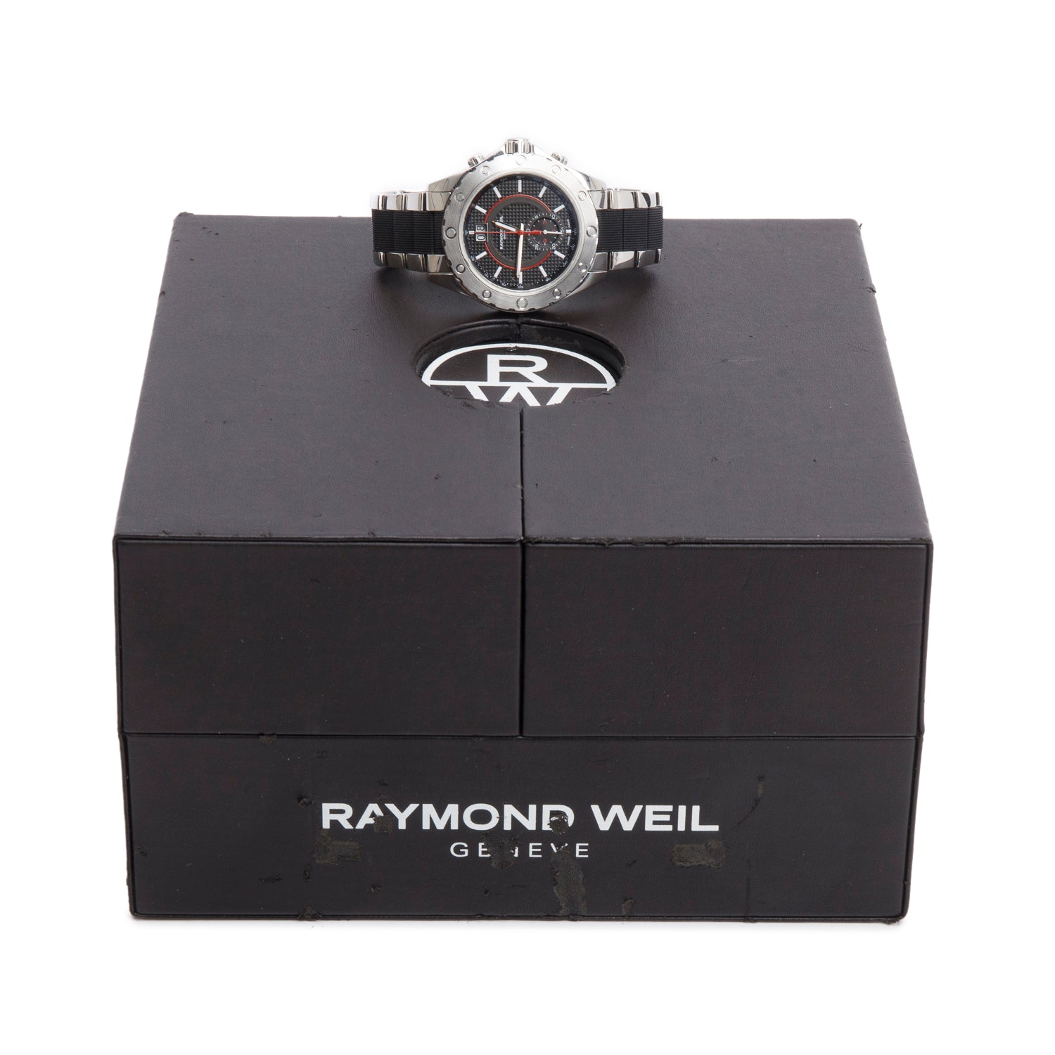 Raymond Weil Stainless Steel RW Sport 44 MM Quartz Watch Black Dial 8600 w/ Box