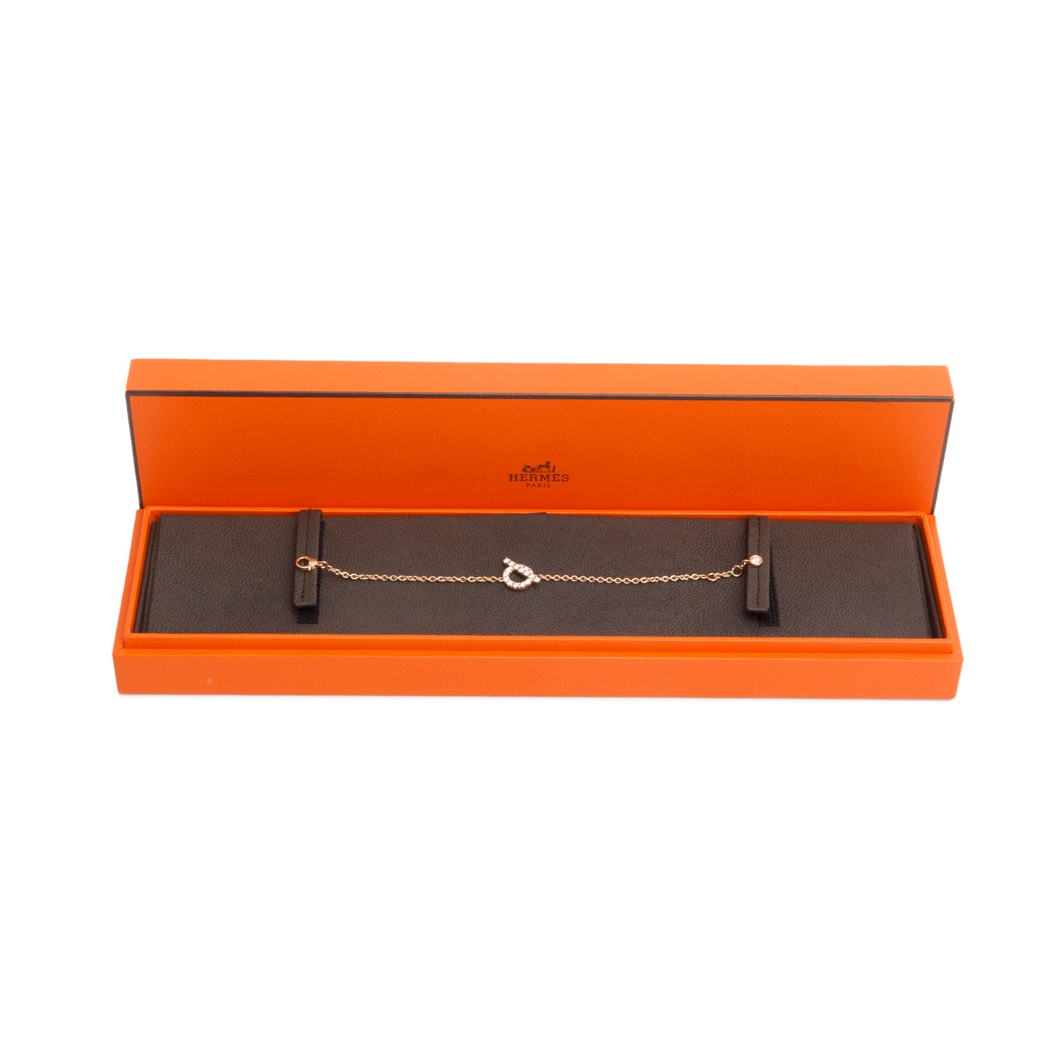 Hermes 18k Rose Gold Diamond Finesse Bracelet w/ Box