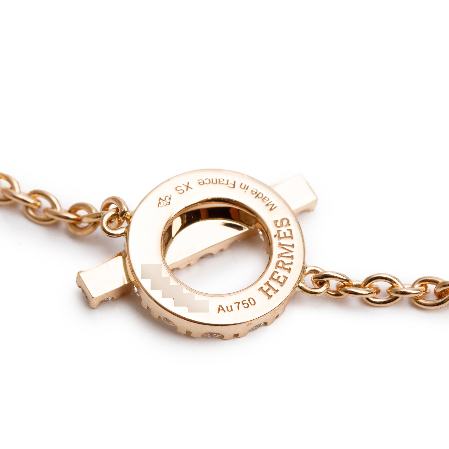 Hermes 18k Rose Gold Diamond Finesse Bracelet w/ Box