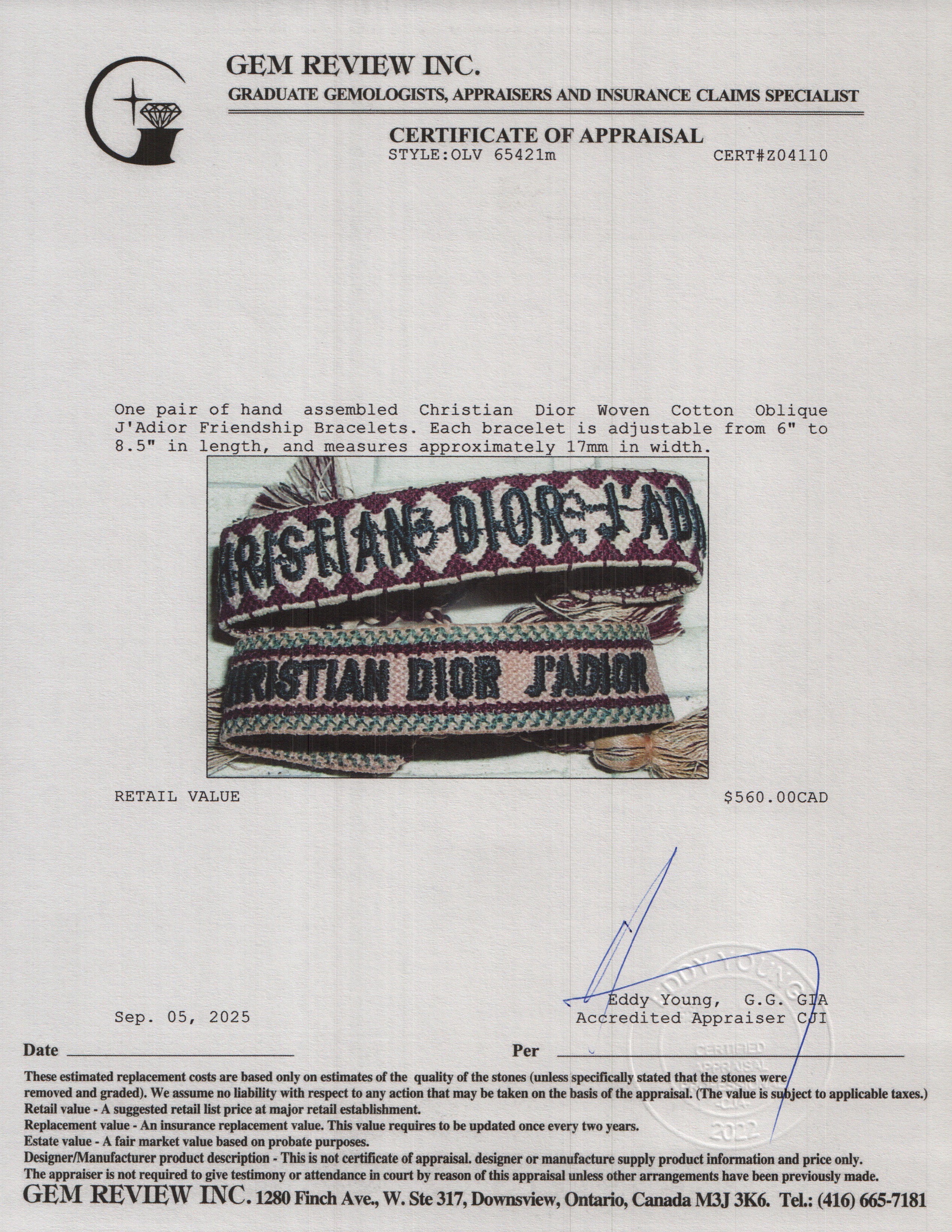 Christian Dior Woven Cotton Oblique J'Adior Friendship Bracelet Set