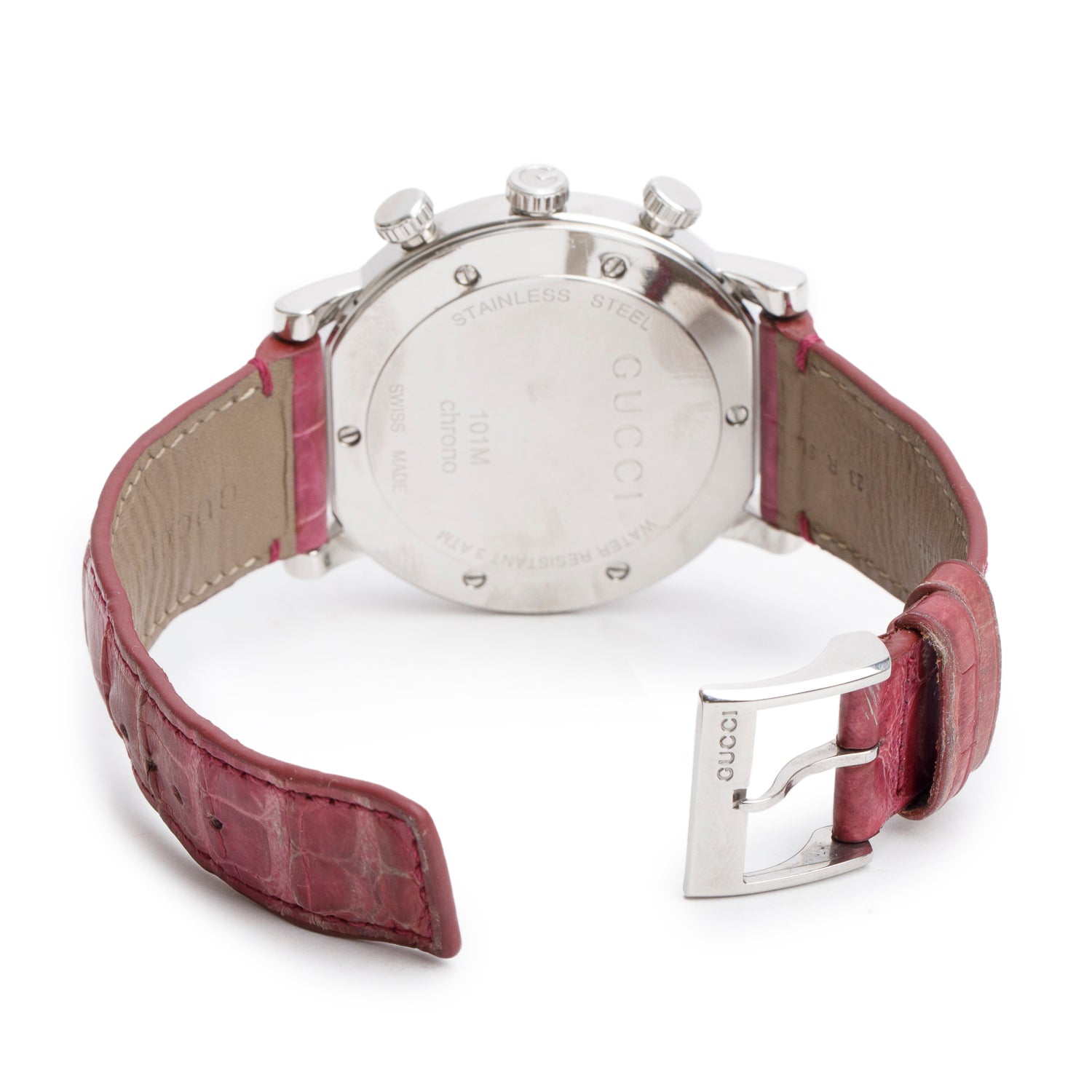 Gucci Stainless Steel Diamond Bezel G-Chrono 44 MM Chronograph Quartz Watch Pink Dial w/ Box & Papers