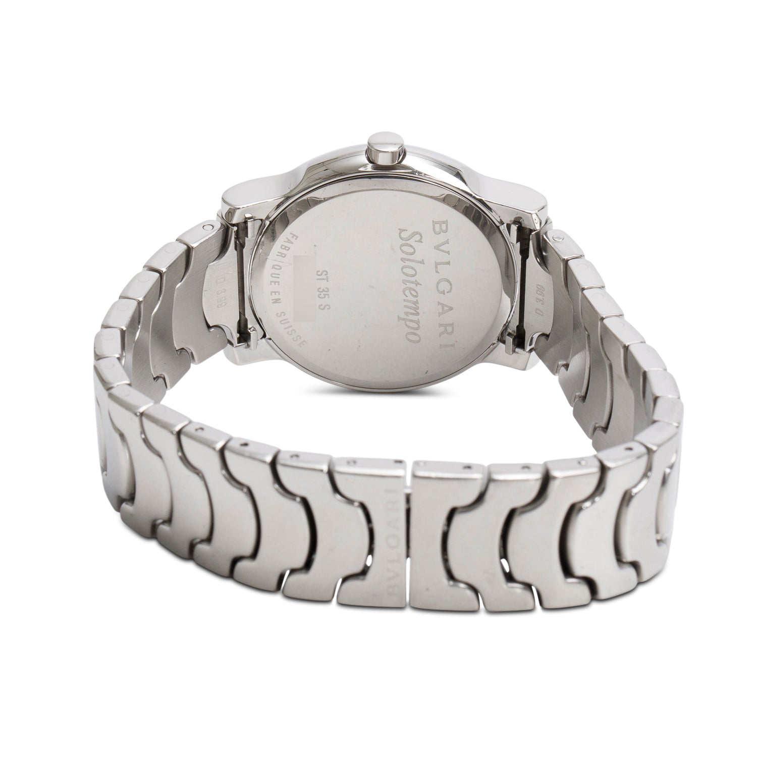 BVLGARI Stainless Steel Solotempo 35 MM Quartz Watch Black Dial
