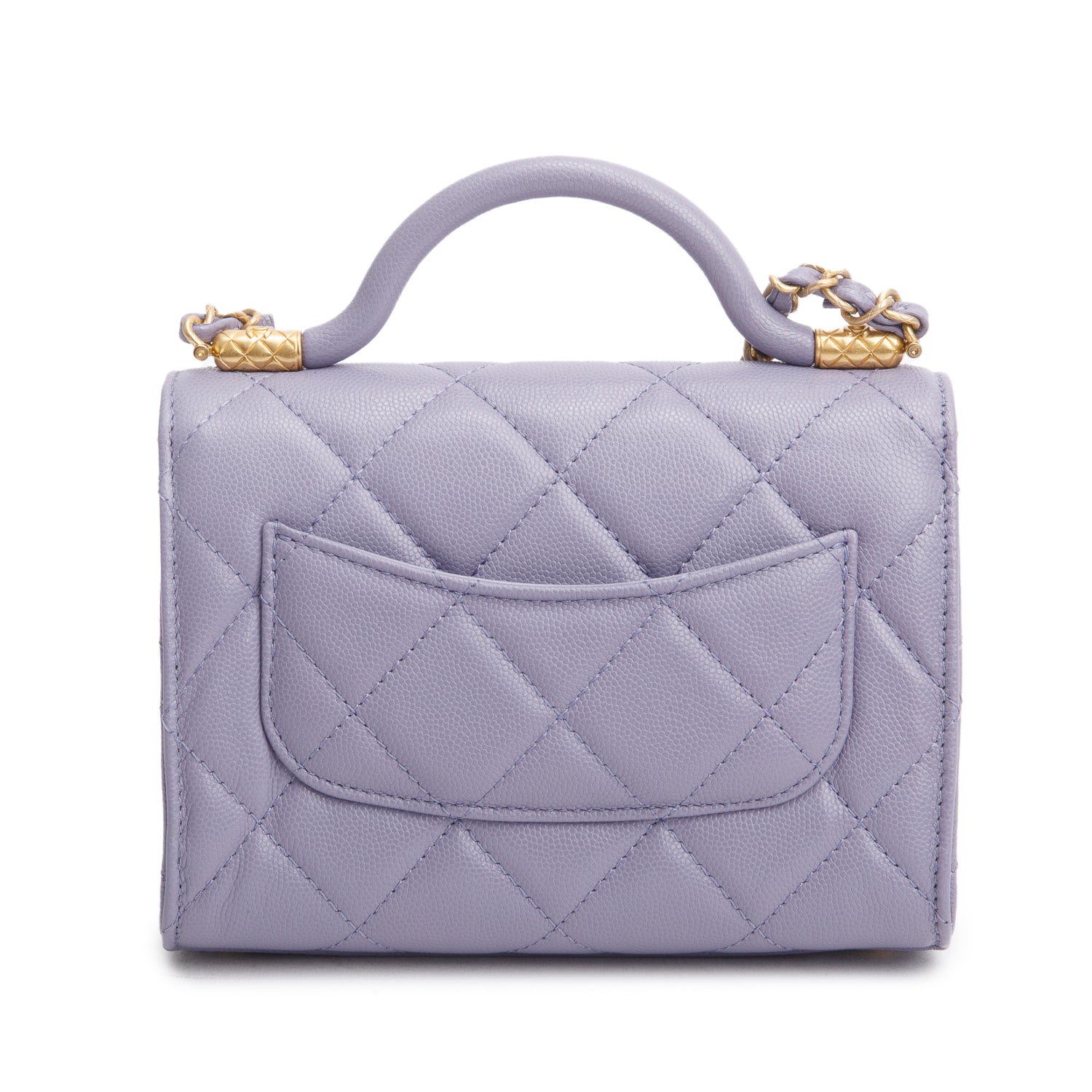 Chanel 2024 Purple Quilted Caviar Leather Mini Top Handle Flap Bag w/ Box & Receipt