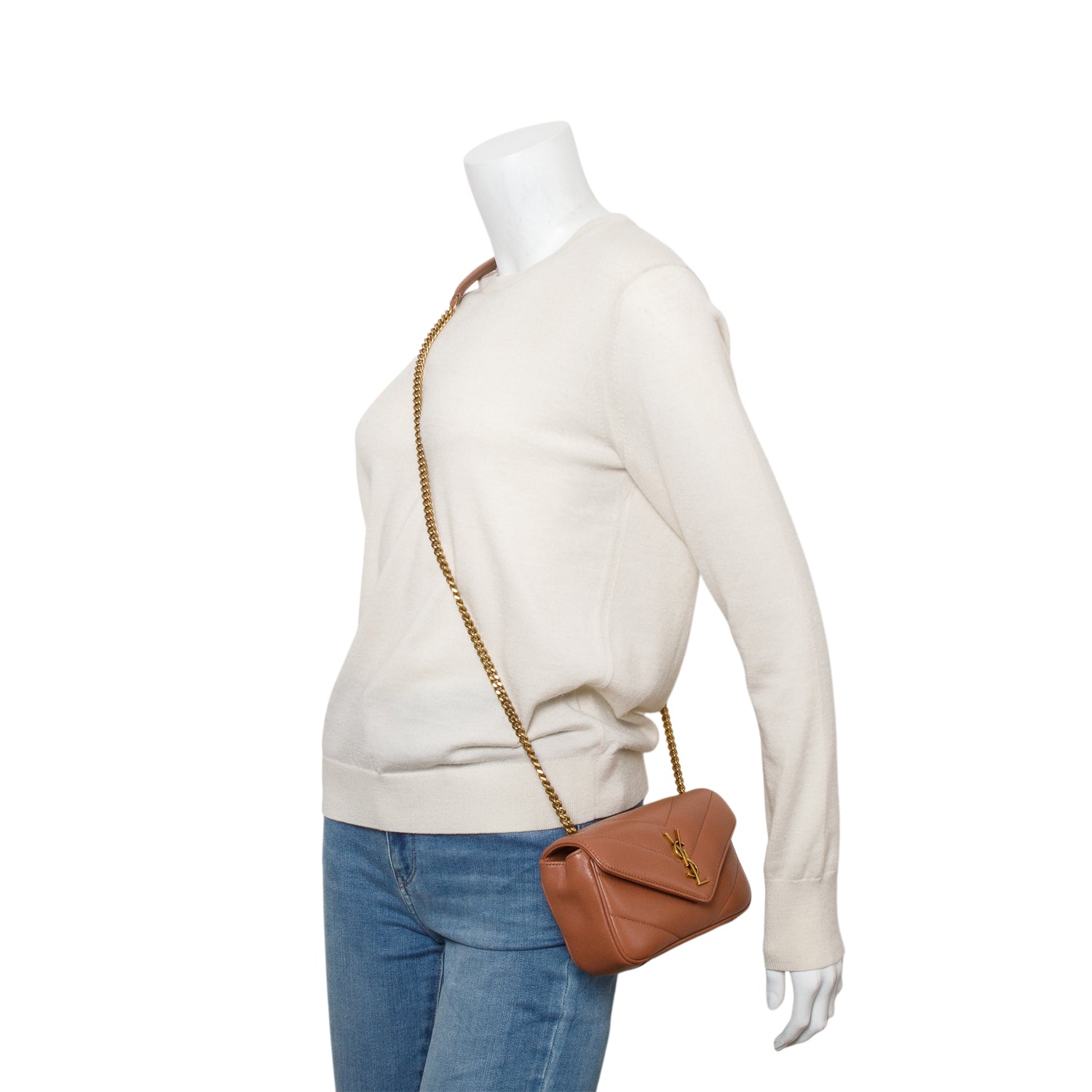 Saint Laurent 2025 Pink Lambskin Chevron Small LouLou Bag