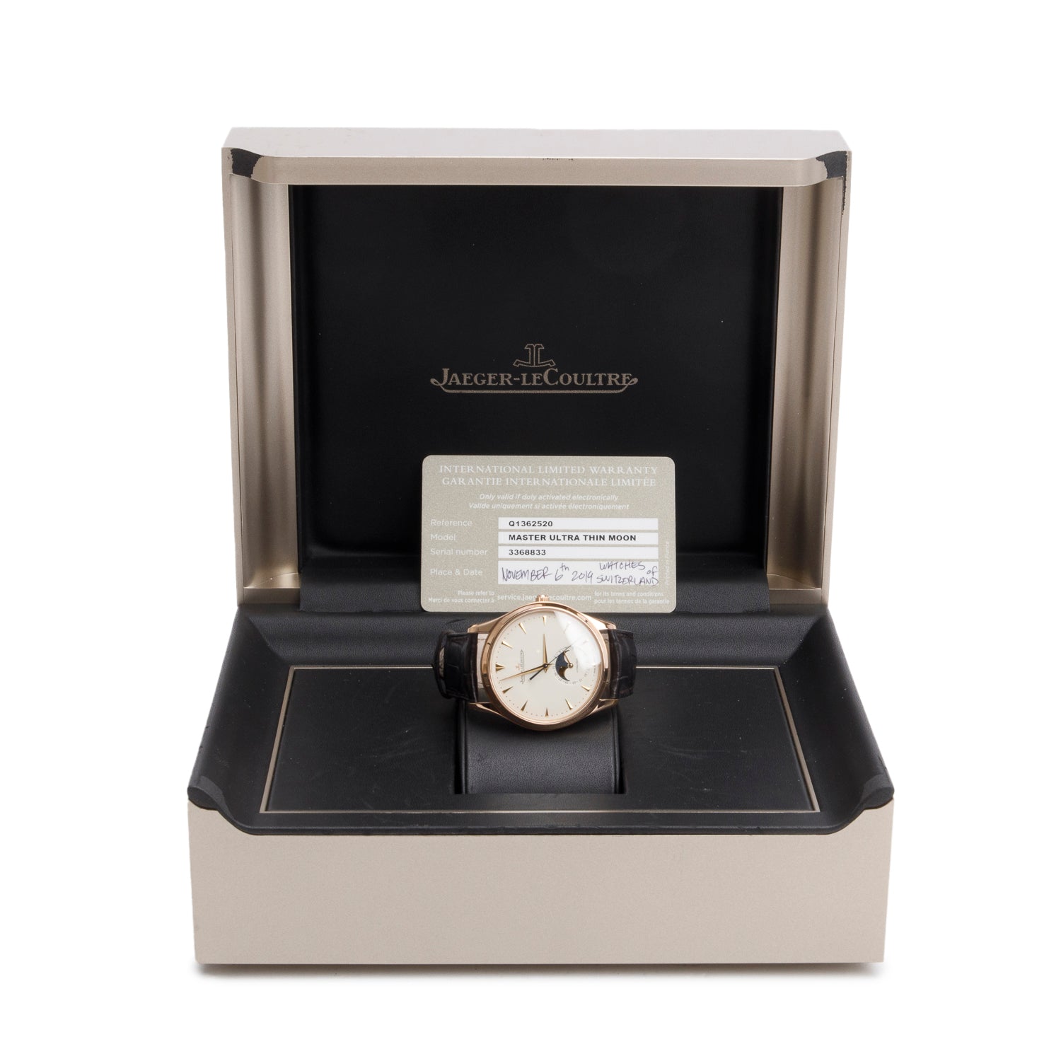 Jaeger LeCoultre 18k Rose Gold Master Ultra Thin Moon 39 MM