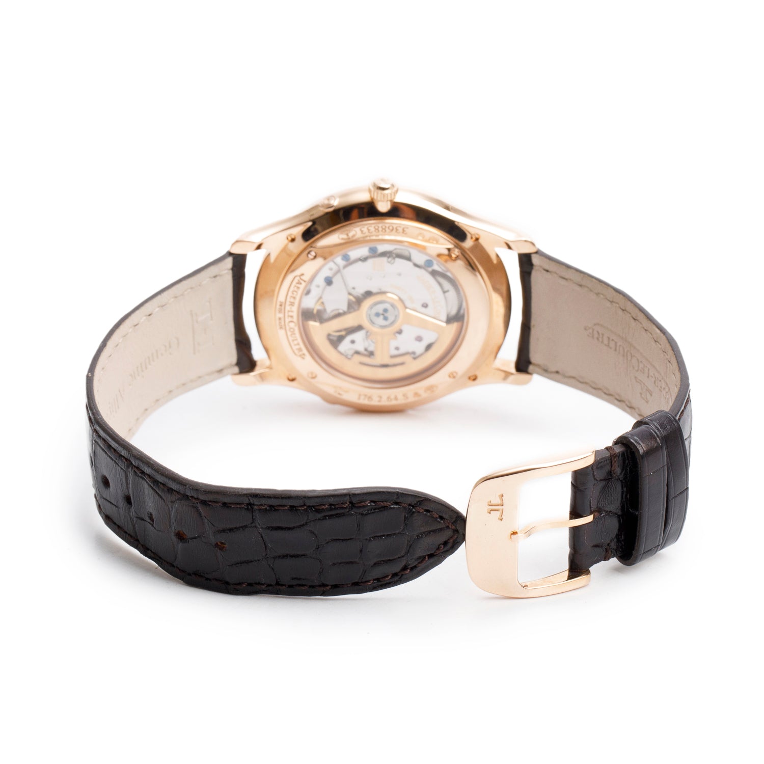 Jaeger LeCoultre 18k Rose Gold Master Ultra Thin Moon 39 MM Automatic Watch w/ Box & Papers