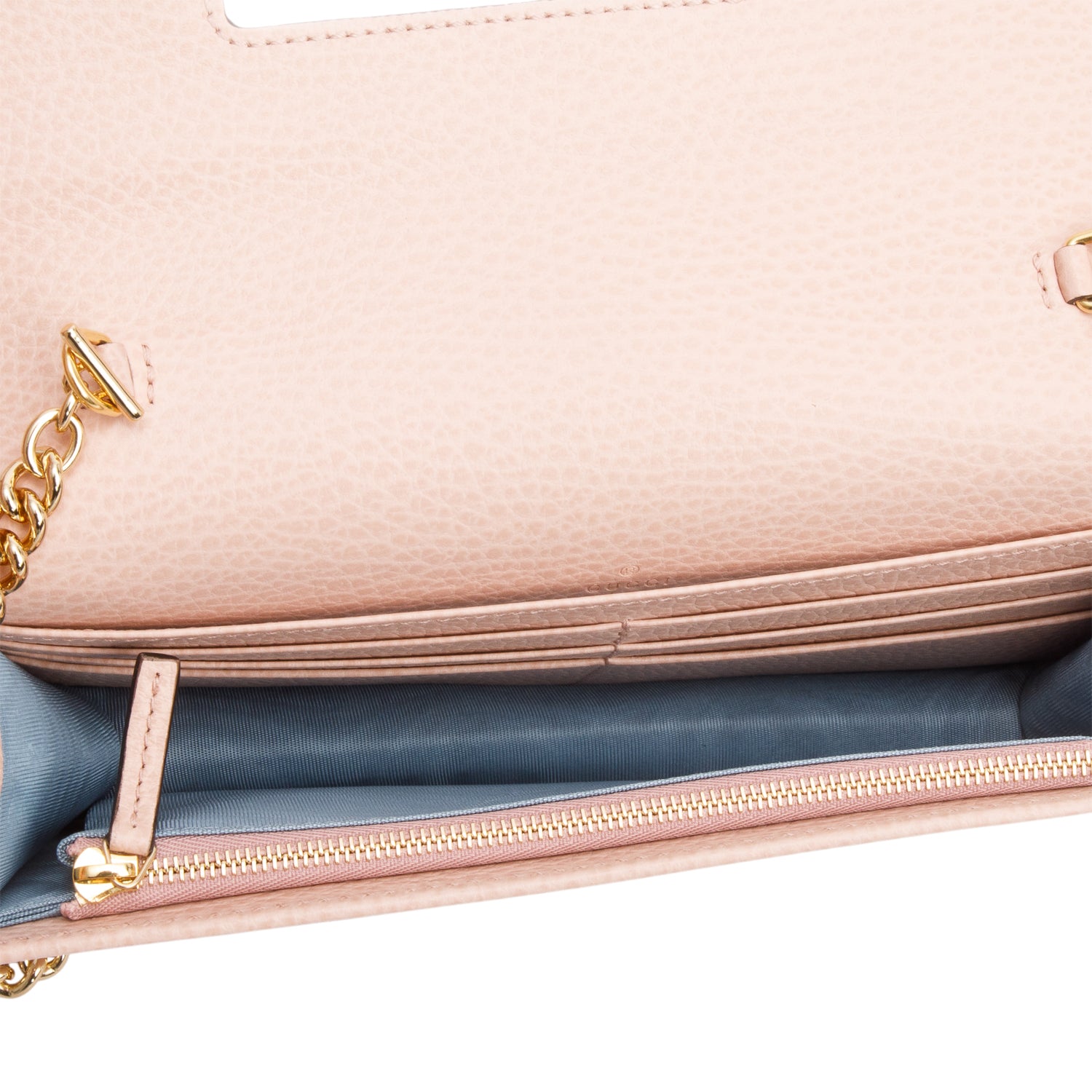 Gucci Grey/Pink Mini GG Marmont Chain Wallet w/ Box