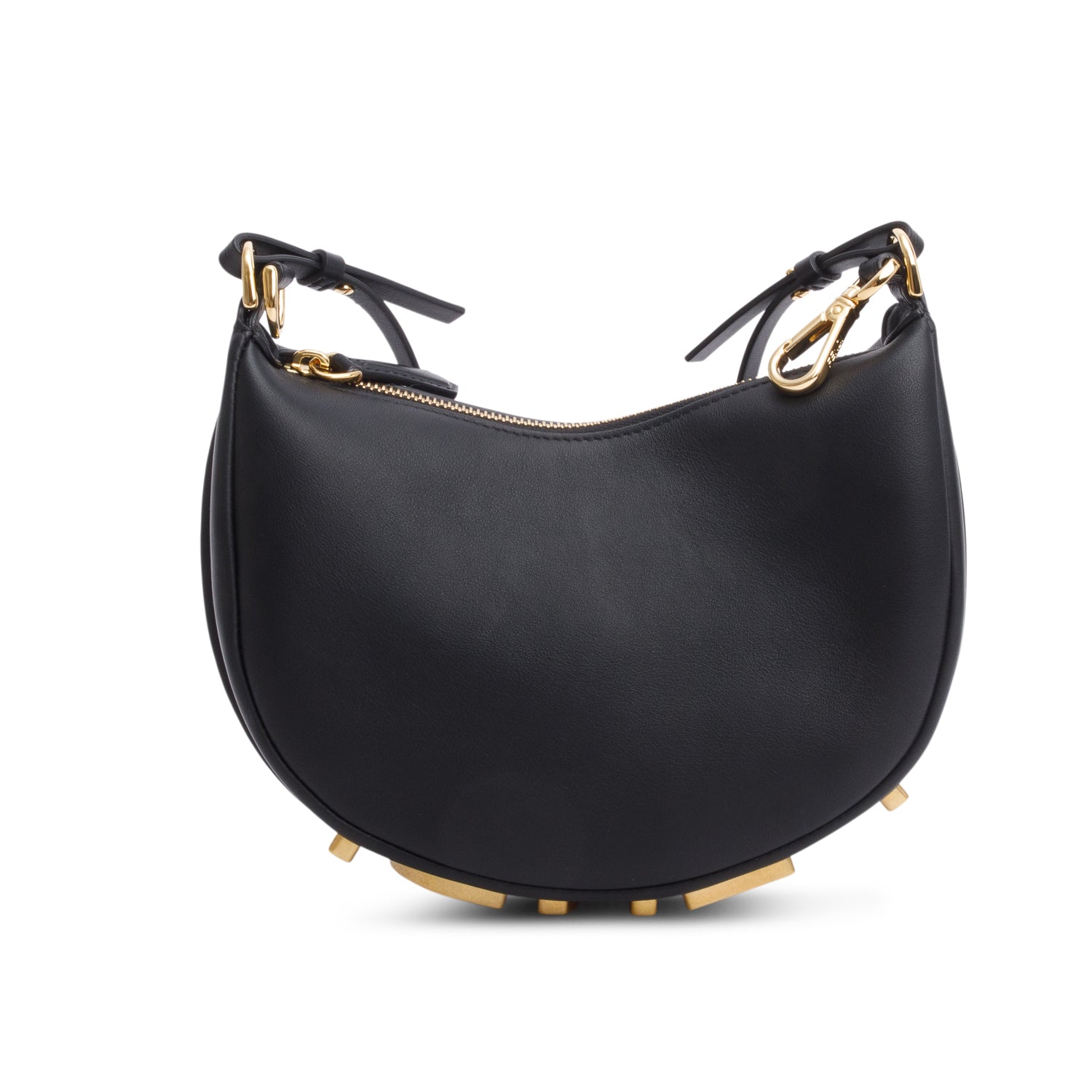 Fendi 2024 Black Vitello Grace Leather Mini Fendigraphy Hobo Bag w/ Box & Strap