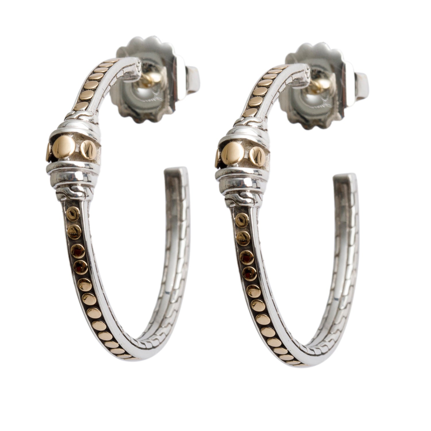 John Hardy Sterling Silver & 18k Yellow Gold Dot Hoop Earrings