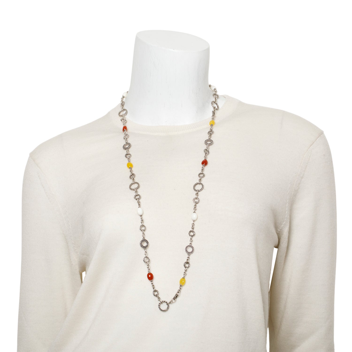 John Hardy Sterling Silver Chalcedony, Quartz & Agate Bead Long Station Necklace