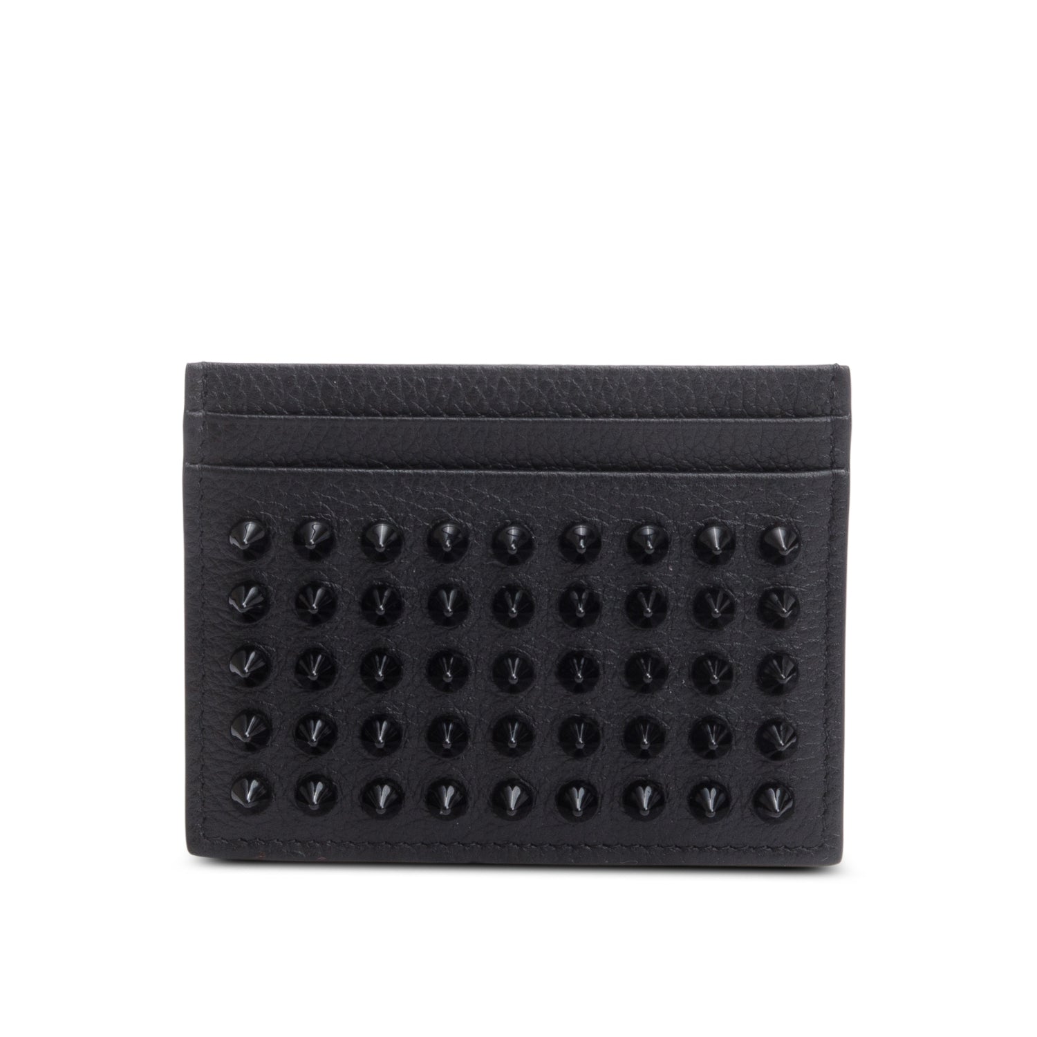 Christian Louboutin Black Calf Leather Spikes Kios Card Holder w/ Box