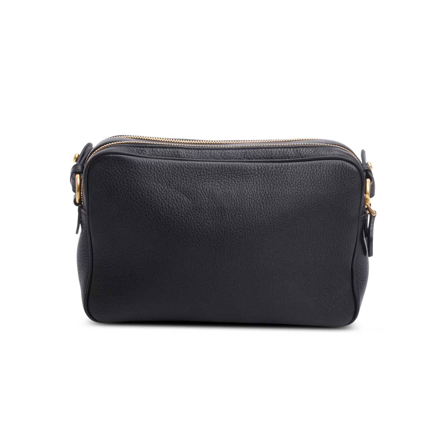 Prada Black Vitello Phenix Leather Camera Bag w/ Authenticity Card