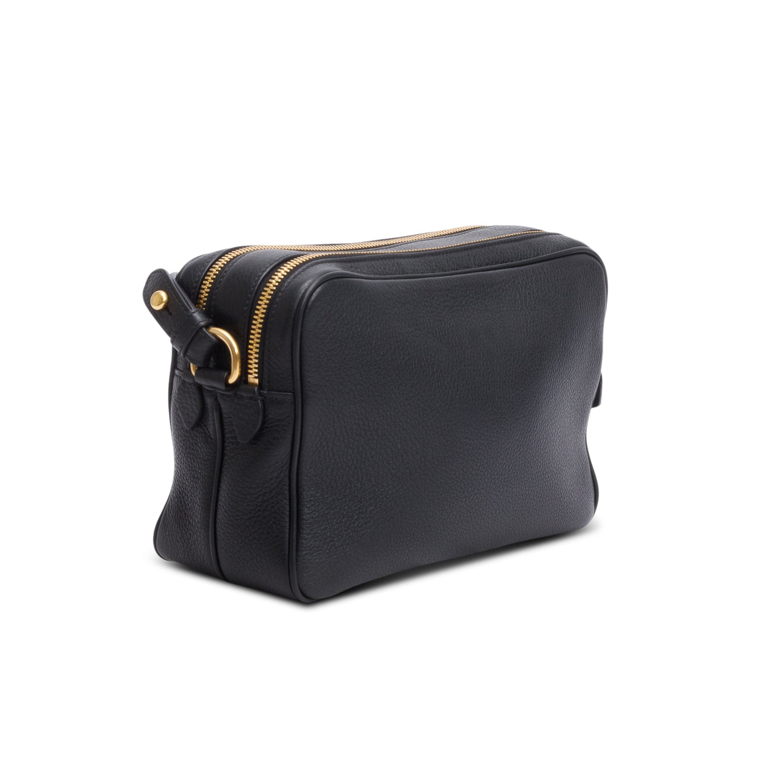 Prada Black Vitello Phenix Leather Camera Bag w/ Authenticity Card