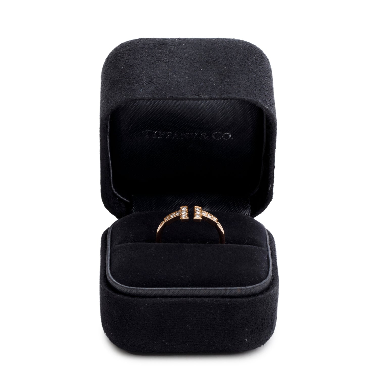 Tiffany & Co. 18k Rose Gold T Wire Diamond Ring, Size 5.5 w/ Box & Receipt