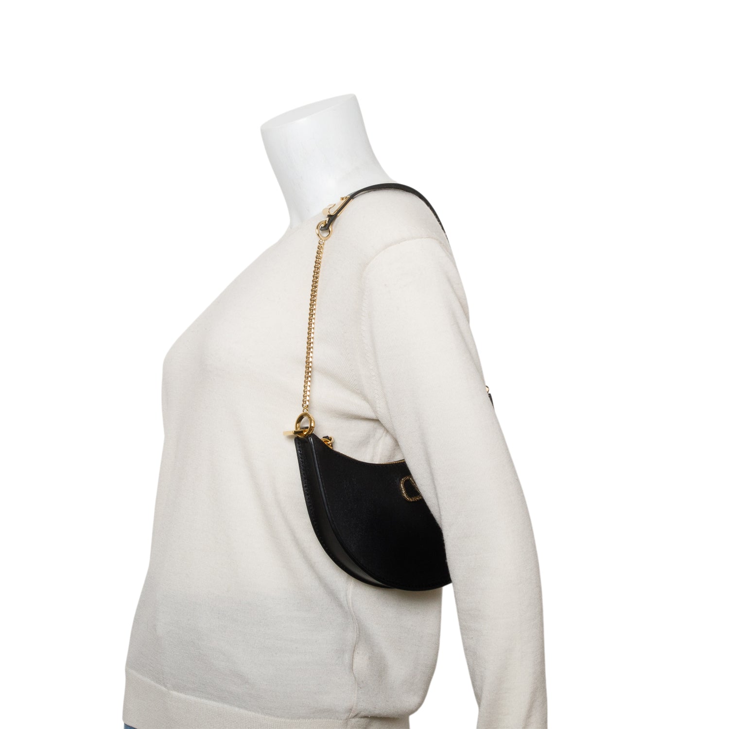 Valentino Black Nappa Mini Vlogo Moon Hobo Bag