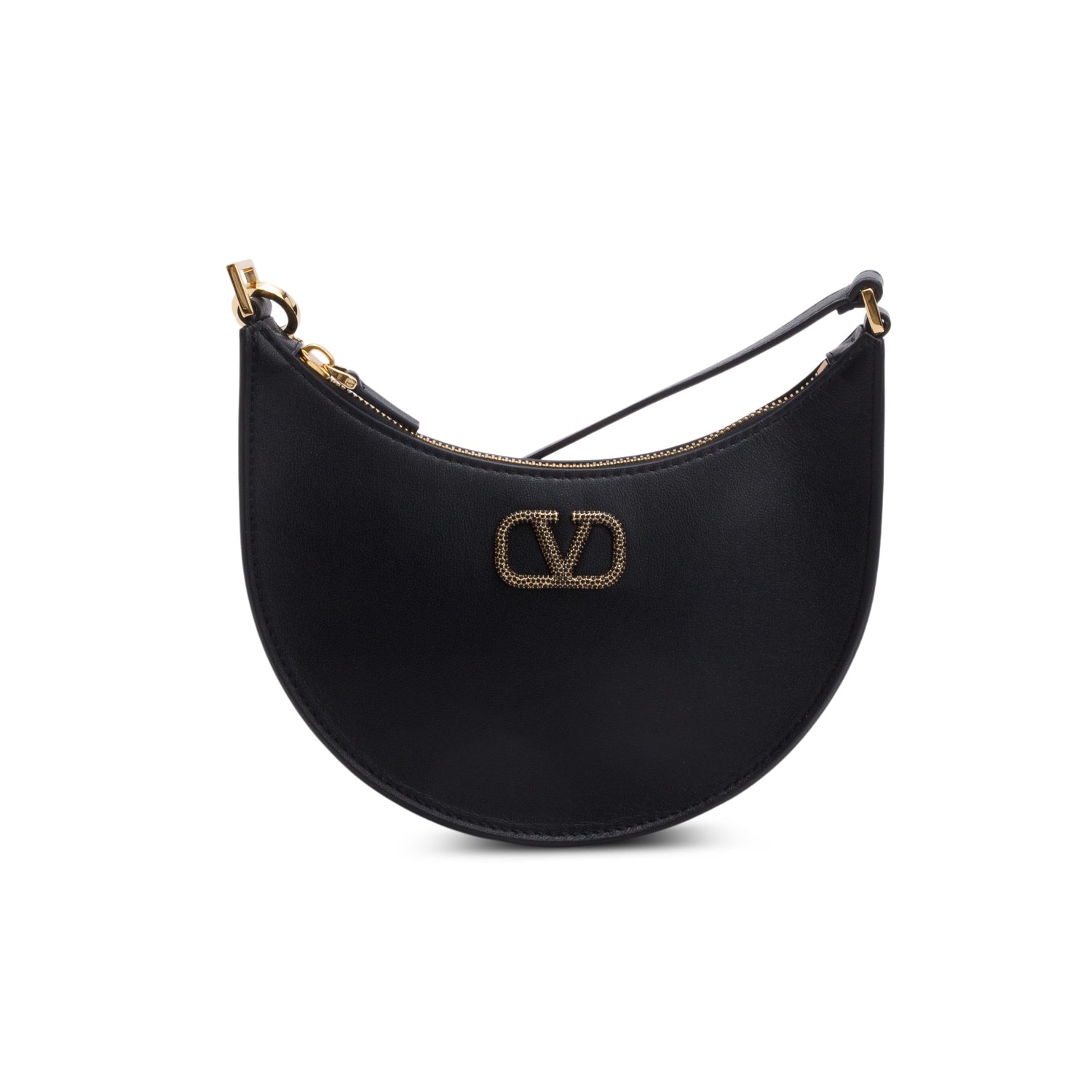 Valentino Black Nappa Mini Vlogo Moon Hobo Bag