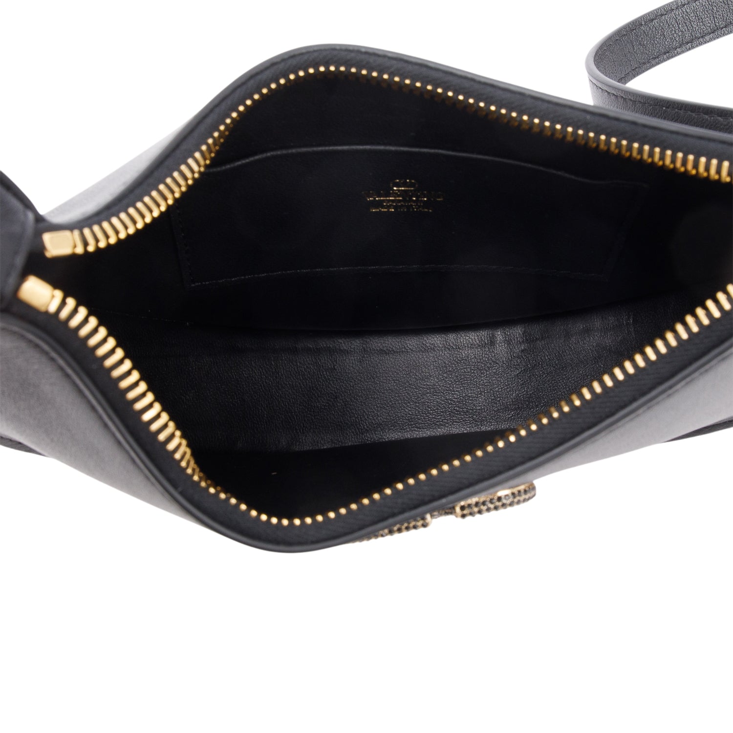 Valentino Black Nappa Mini Vlogo Moon Hobo Bag
