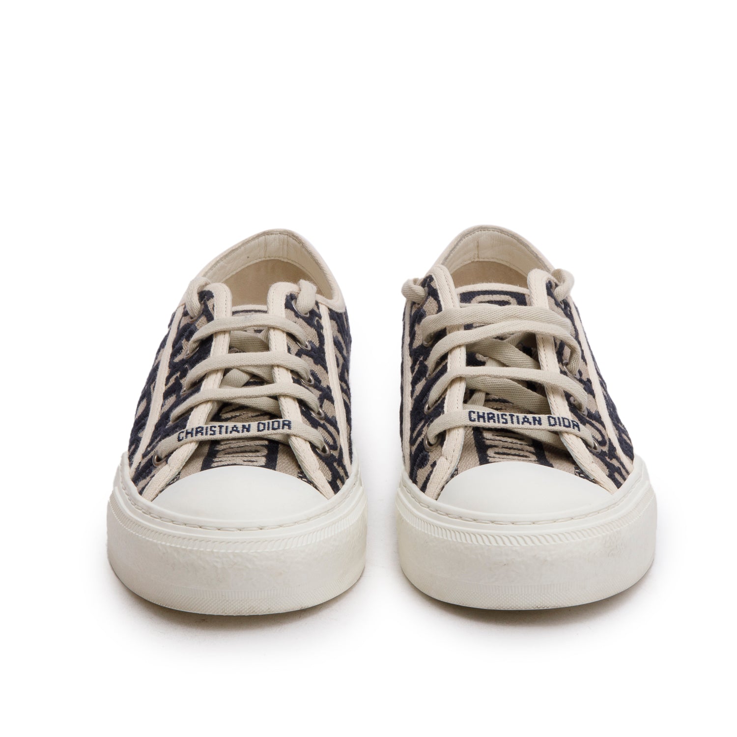 Christian Dior Deep Blue Oblique Embroidered Cotton Walk'n'Dior Sneakers, Size 37.5 w/ Box