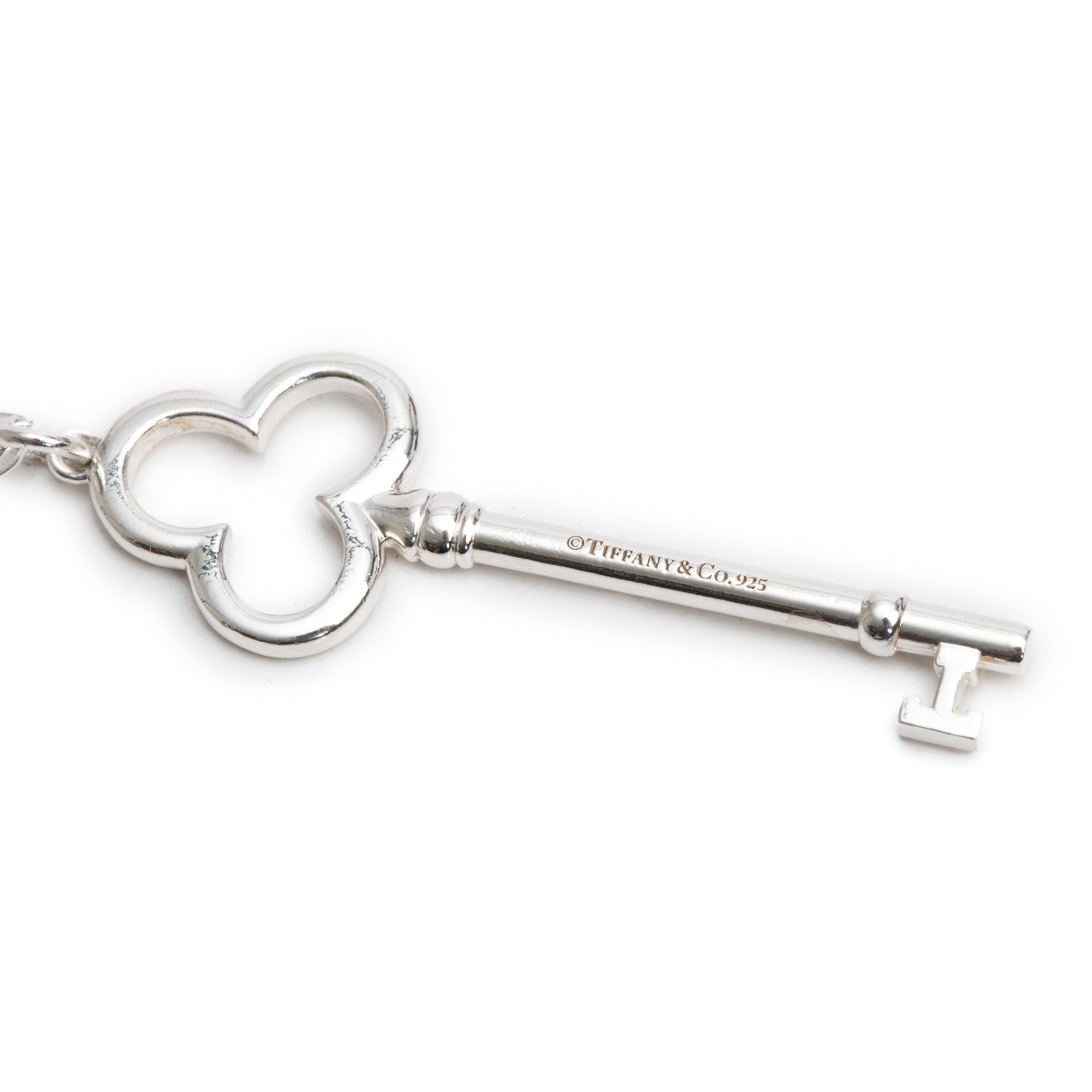 Tiffany & Co. Sterling Silver Large Trefoil Key Pendant Necklace