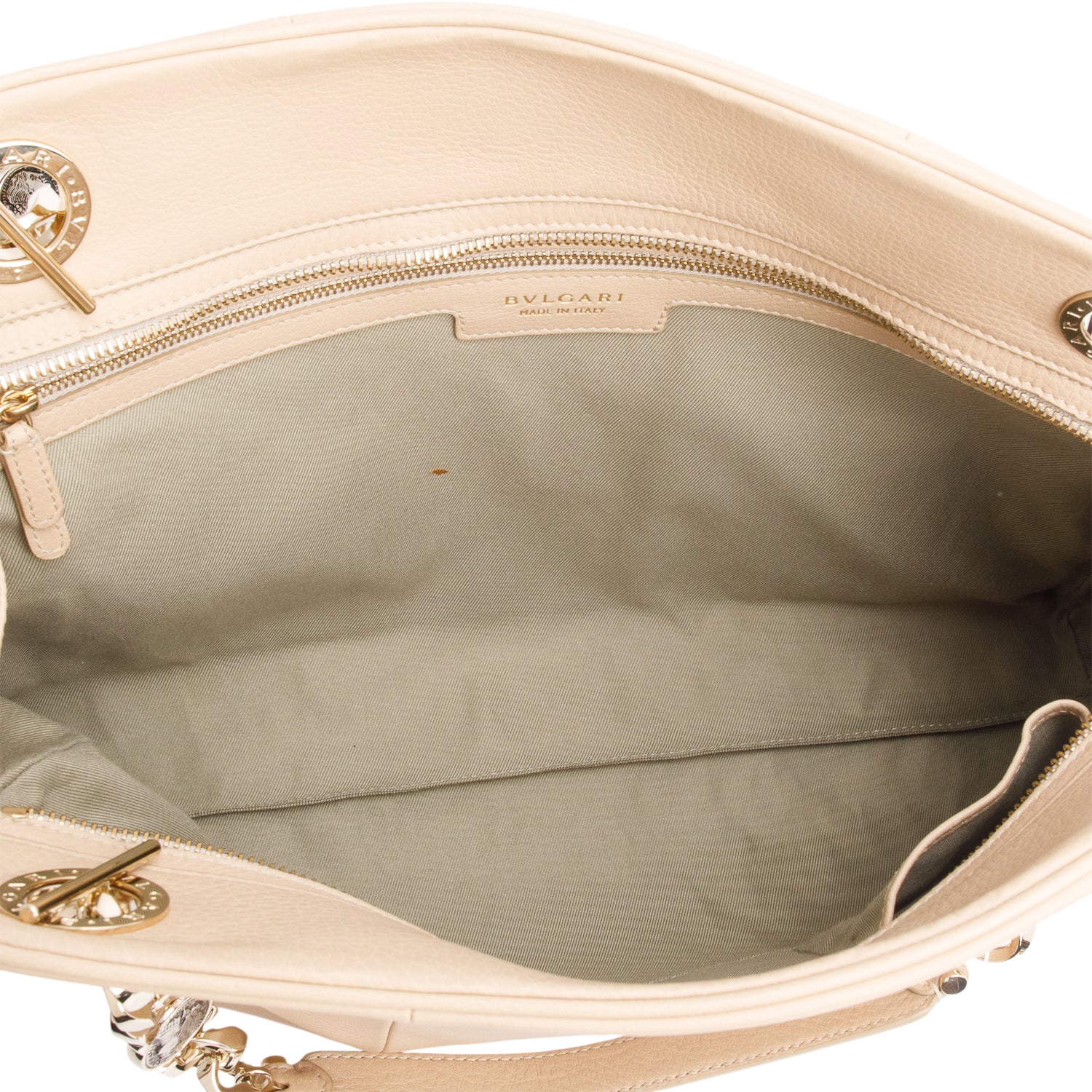 Bvlgari Beige Leather Monete Chain Tote Bag w/ Straps