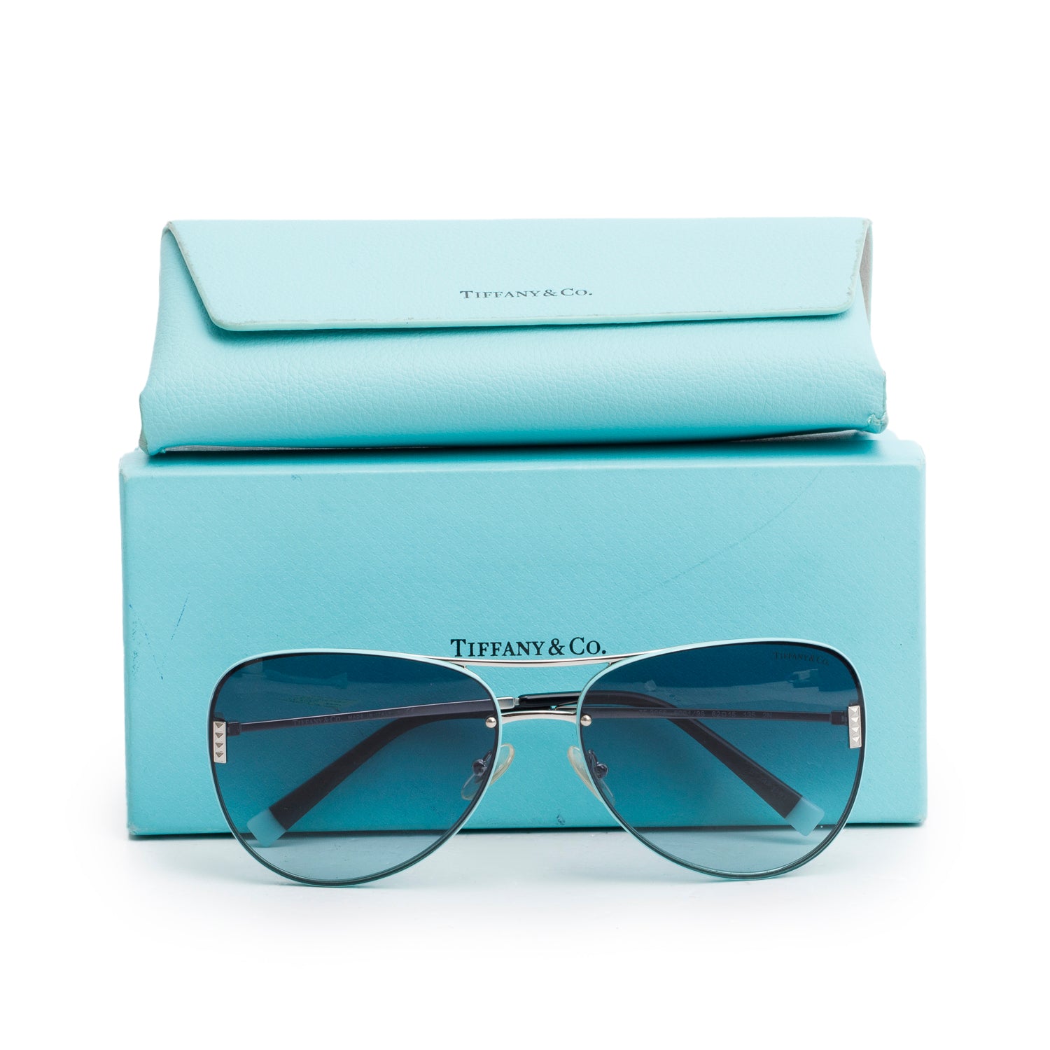 Tiffany & Co. TF3066 Teal Aviator Sunglasses w/ Box & Case