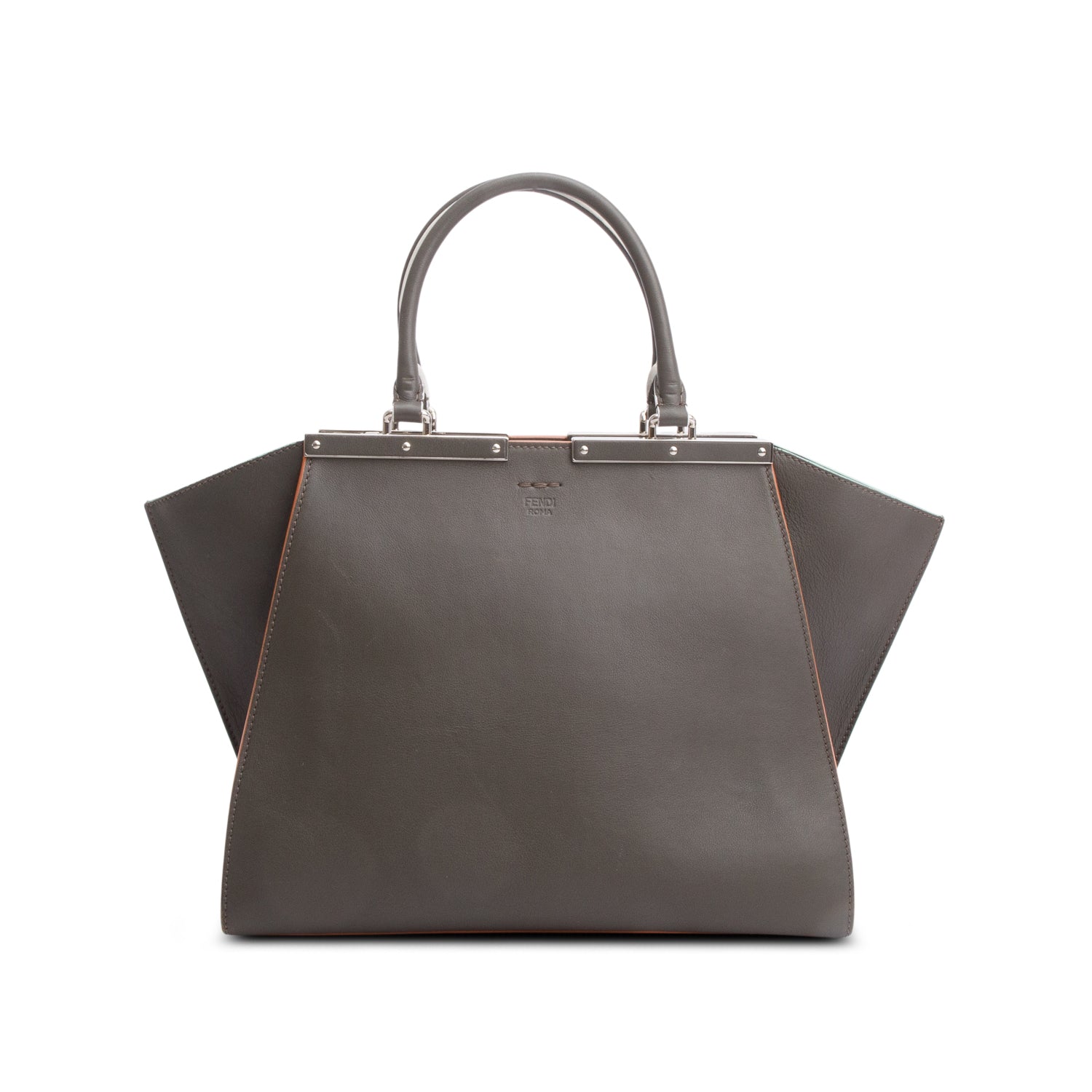 Fendi Grey Vitello Dolce Petite 3Jours Tote w/ Strap
